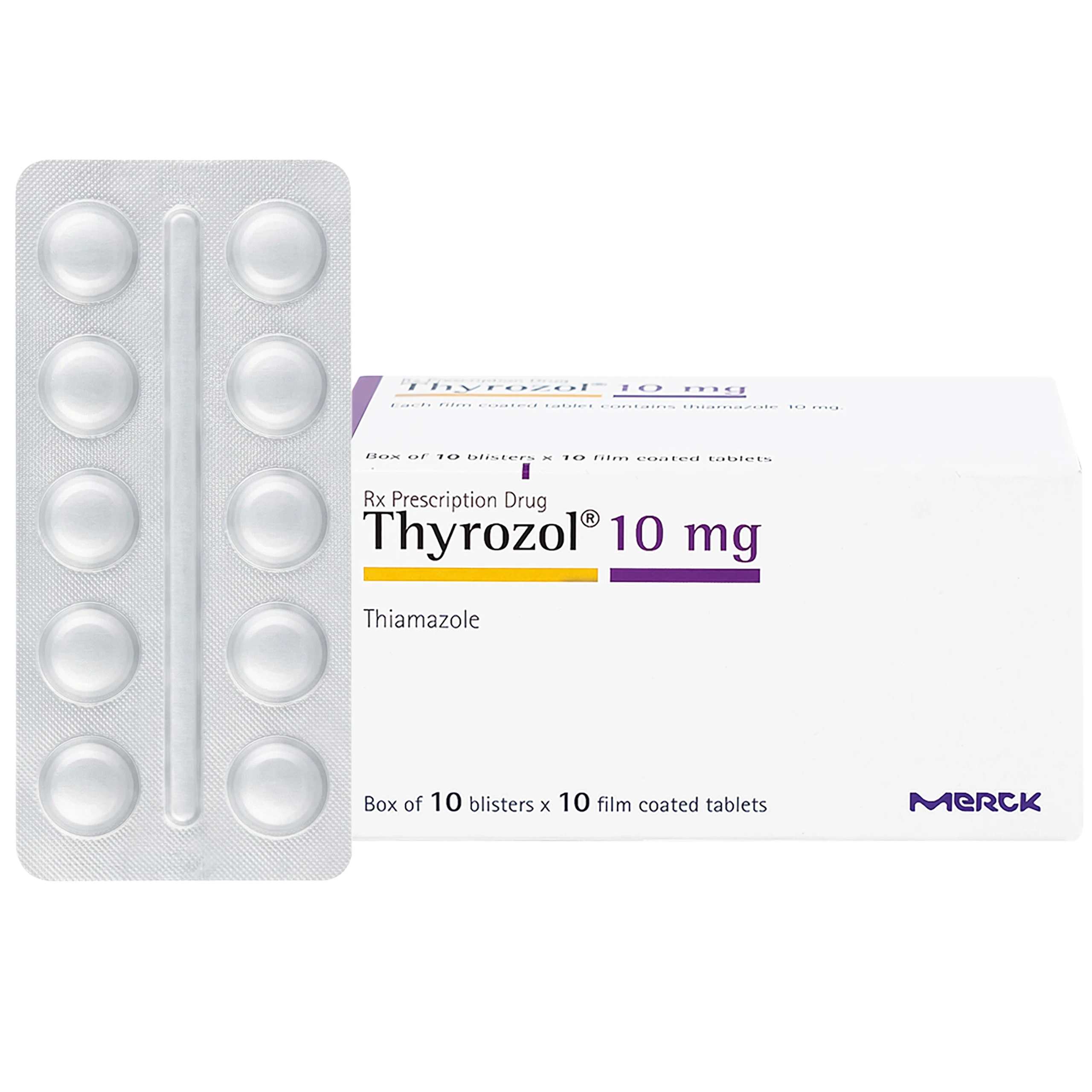 Thuốc Thyrozol 10mg Merck điều trị cường giáp (10 vỉ x 10 viên) 1