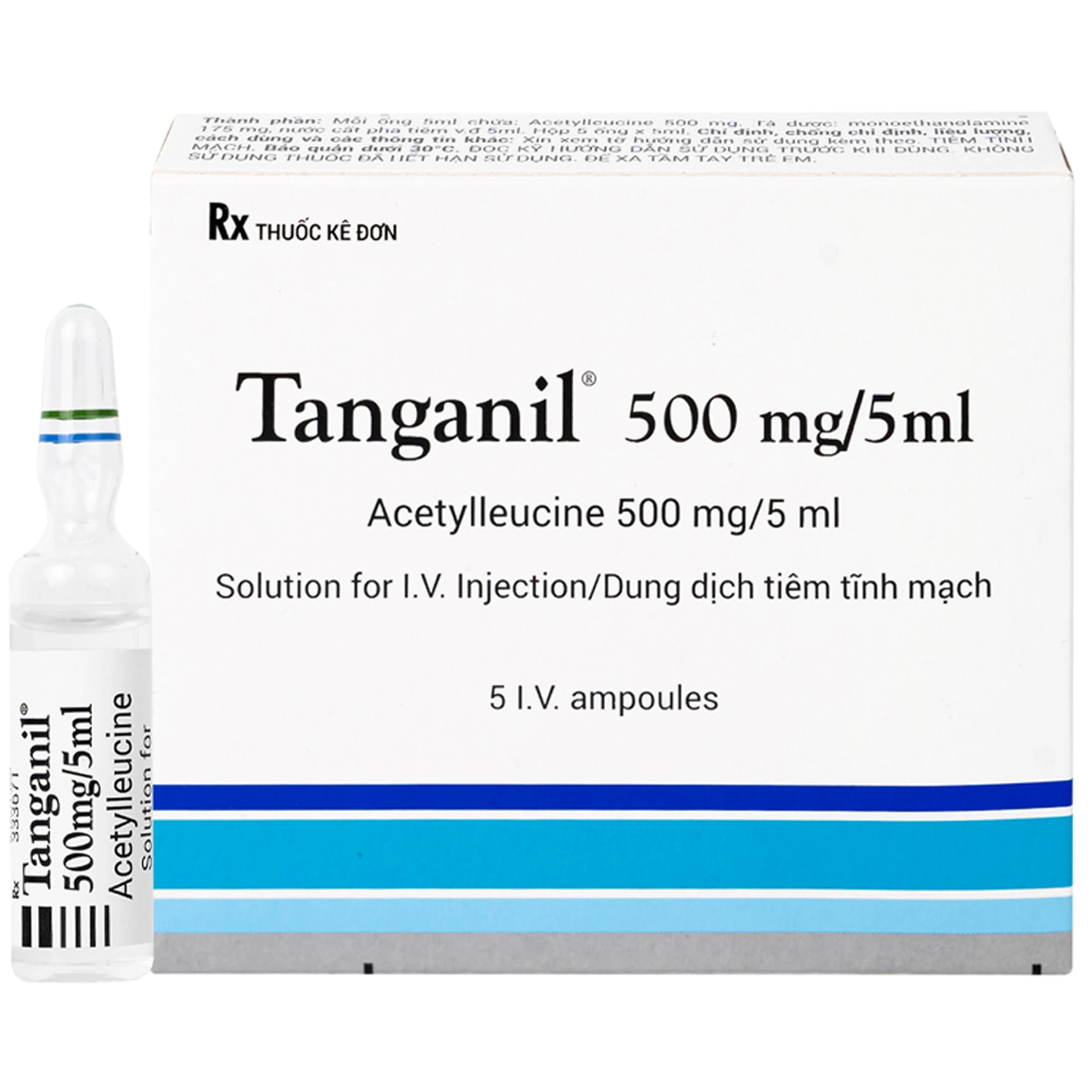 Thuốc tiêm Tanganil 500mg/5ml Pierre Fabre điều trị triệu chứng các cơn chóng mặt (1 vỉ x 5 ống x 25ml)  1