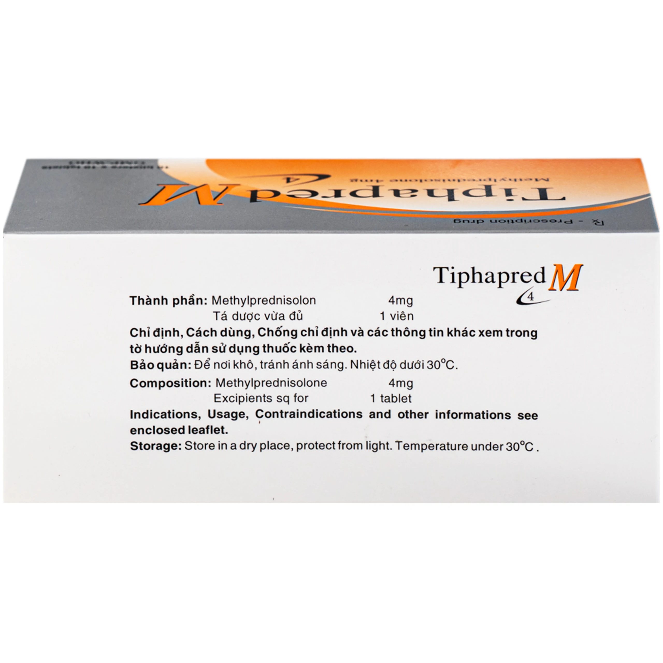 Thuốc Tiphapred M 4mg Tipharco điều trị viêm khớp dạng thấp, lupus ban đỏ, hen phế quản và các bệnh dị ứng nặng (10 vỉ 10 viên) 3