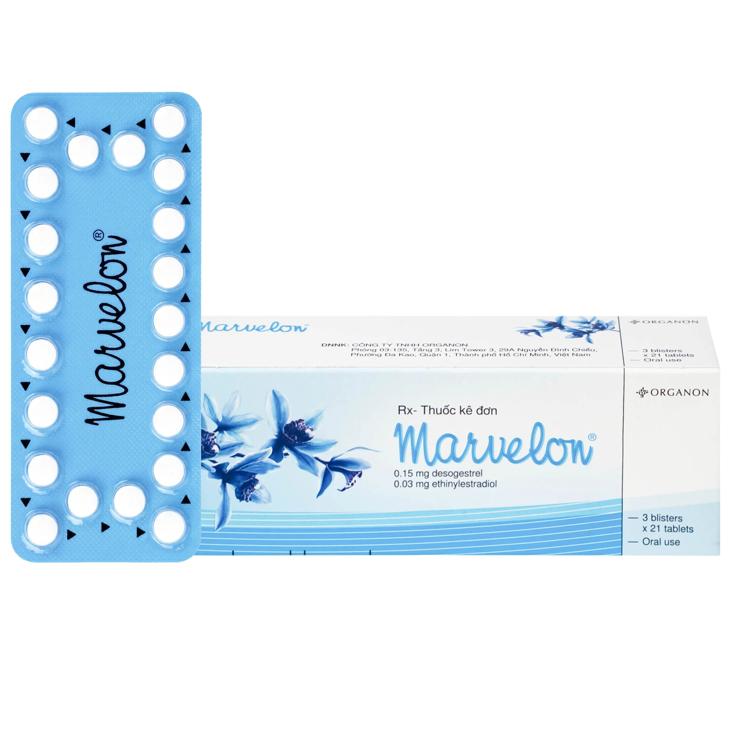 Thuốc tránh thai Marvelon Organon (3 vỉ x 21 viên)