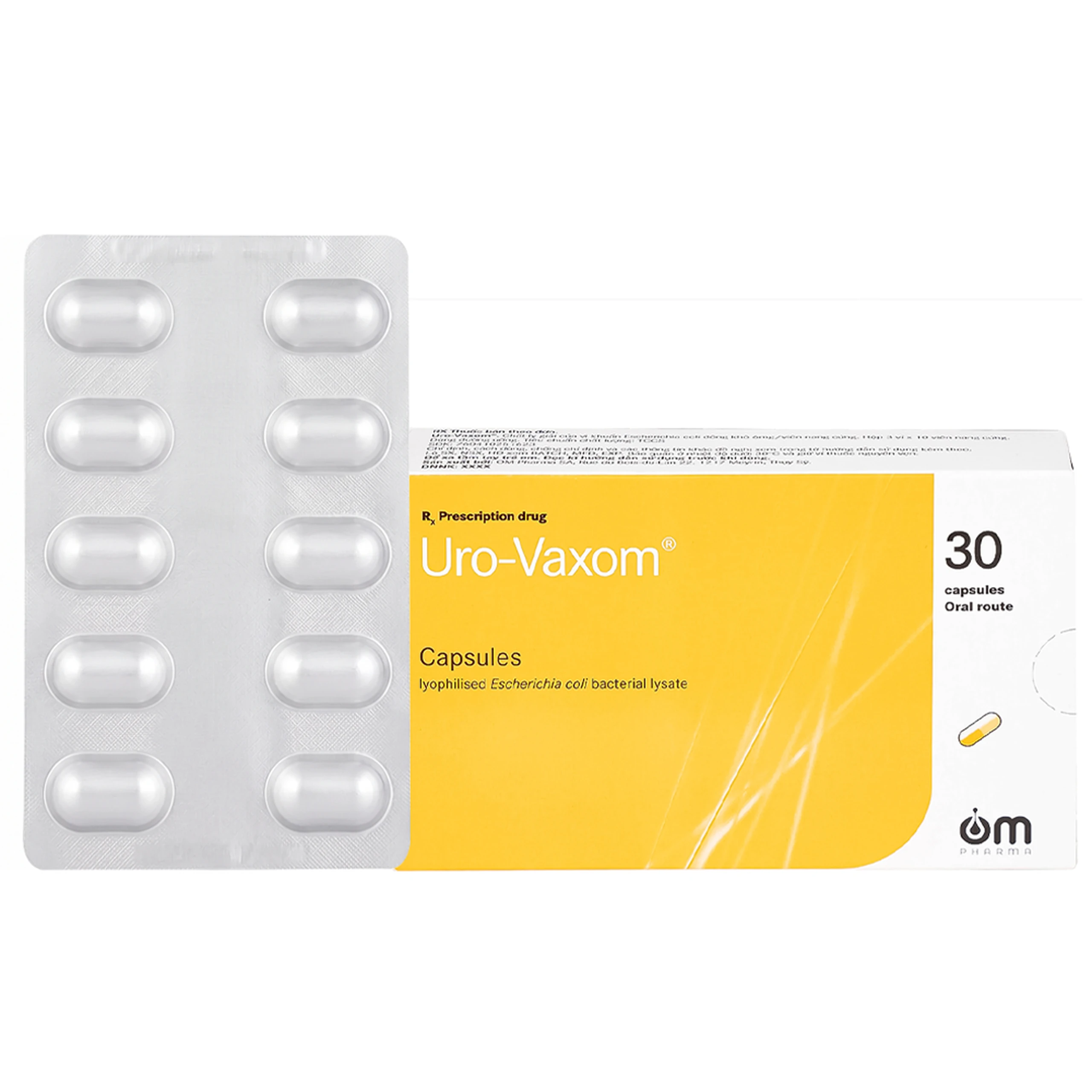 Thuốc Uro-Vaxom OM Pharma tăng cường miễn dịch do nhiễm khuẩn đường tiết niệu (3 vỉ x 10 viên)