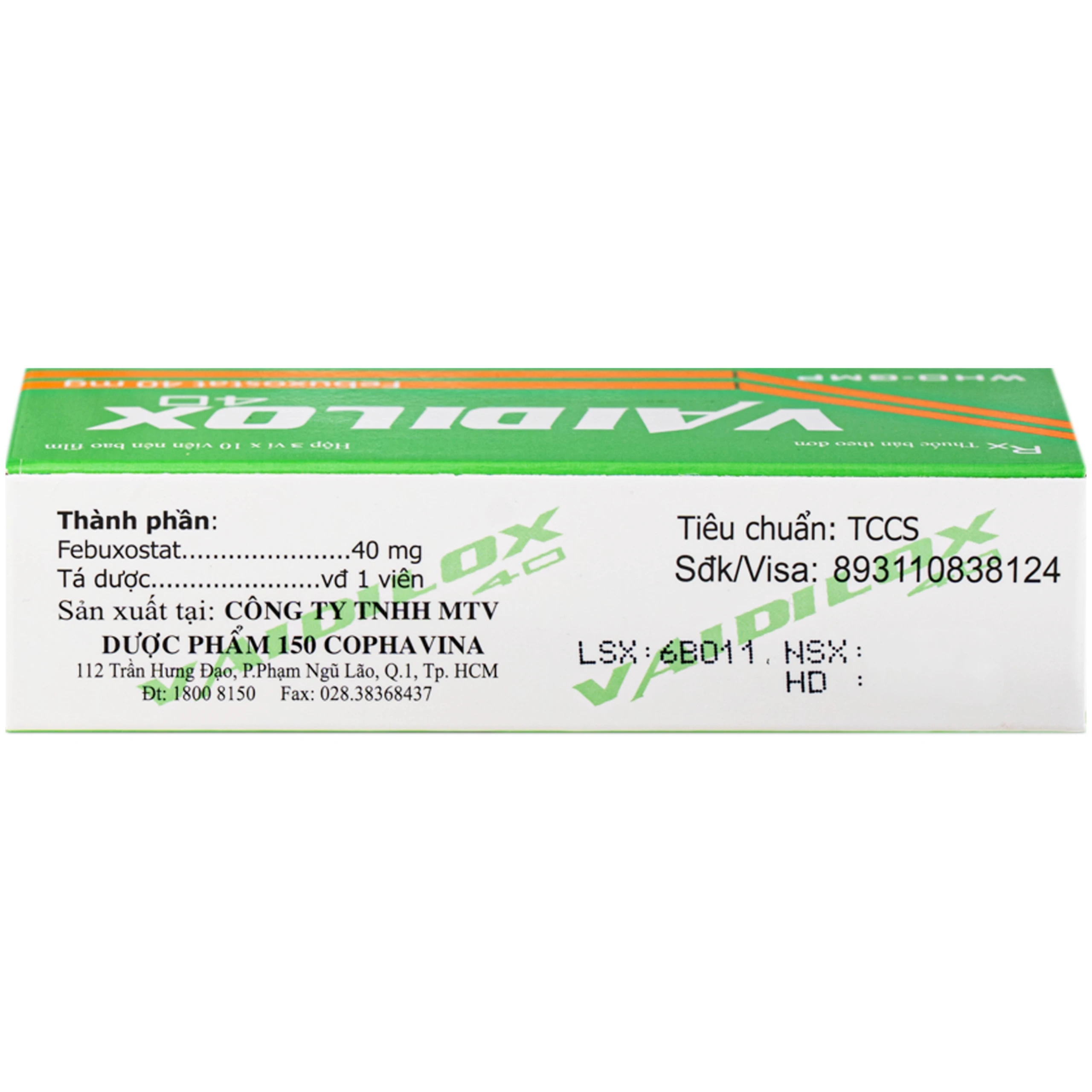 Thuốc Vaidilox 40m Armephaco điều trị tăng acid uric mạn tính (3 vỉ x 10 viên) 3