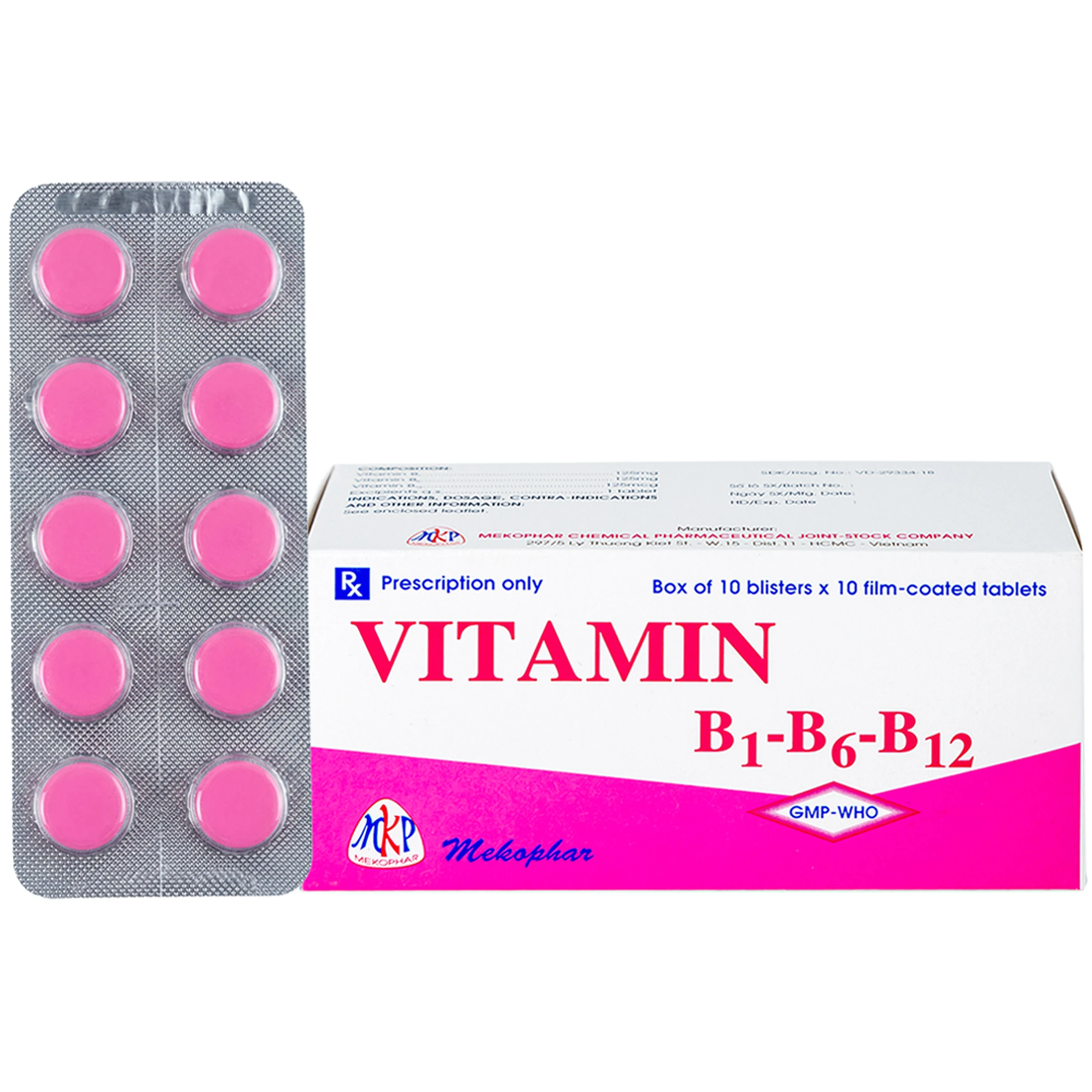 Thuốc Vitamin B1 - B6 - B12 Mekophar điều trị thiếu hụt Vitamin nhóm B (10 vỉ x 10 viên) 1