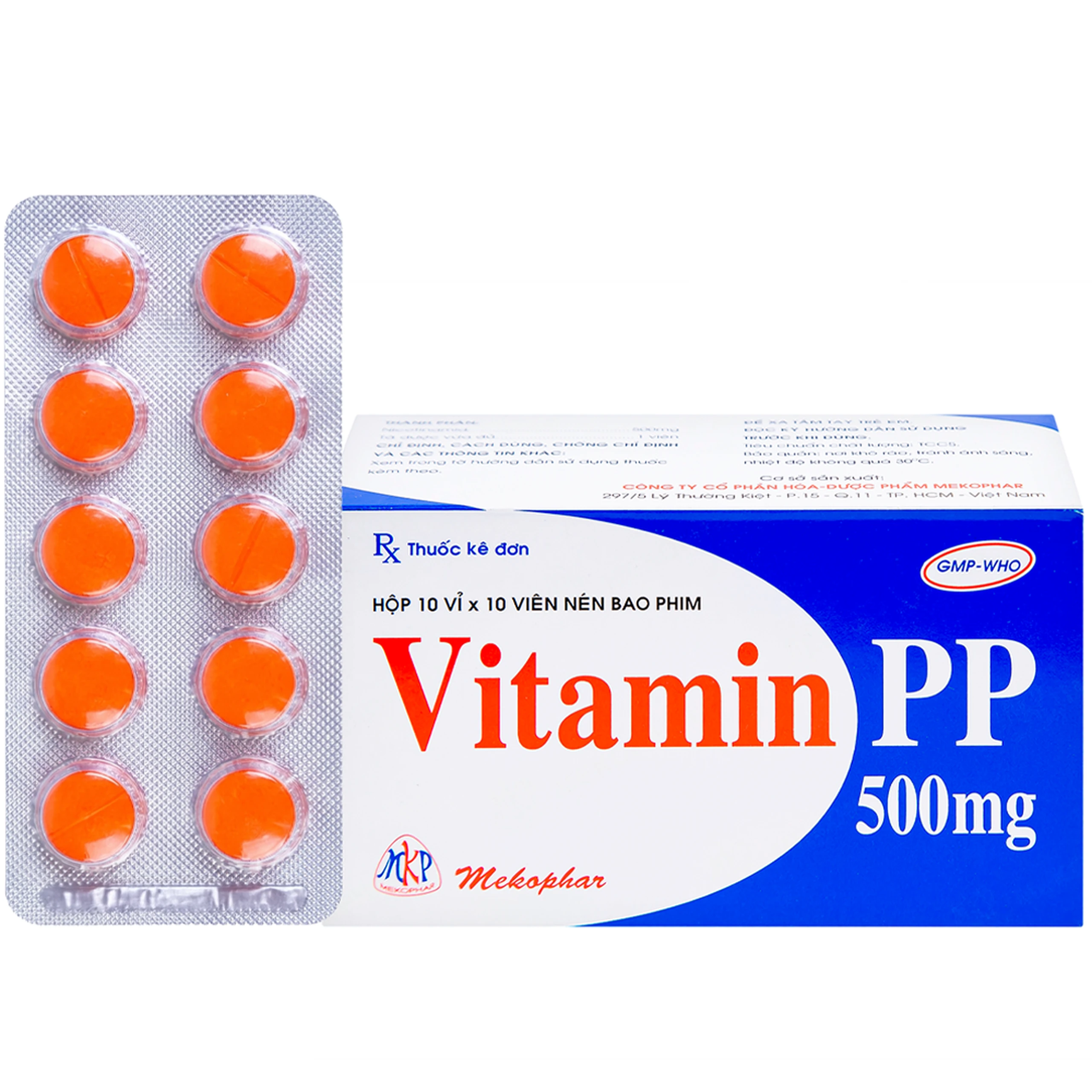 Thuốc Vitamin PP 500mg Mekophar điều trị bệnh pellagra (10 vỉ x 10 viên) 1