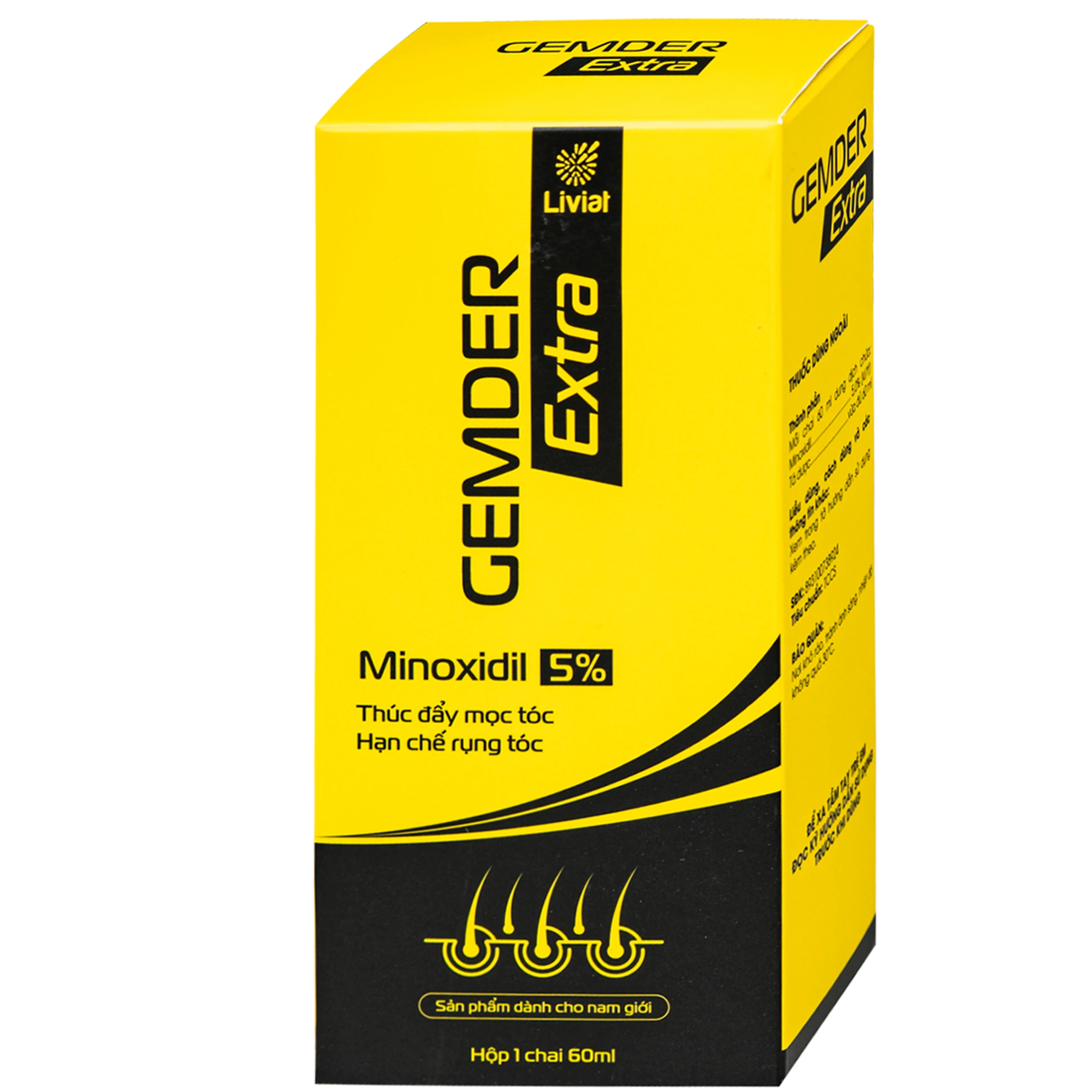 Thuốc xịt mọc tóc Minoxidil 5% Gemder Extra Liviat kích thích mọc tóc và giảm gãy rụng (60ml) 3