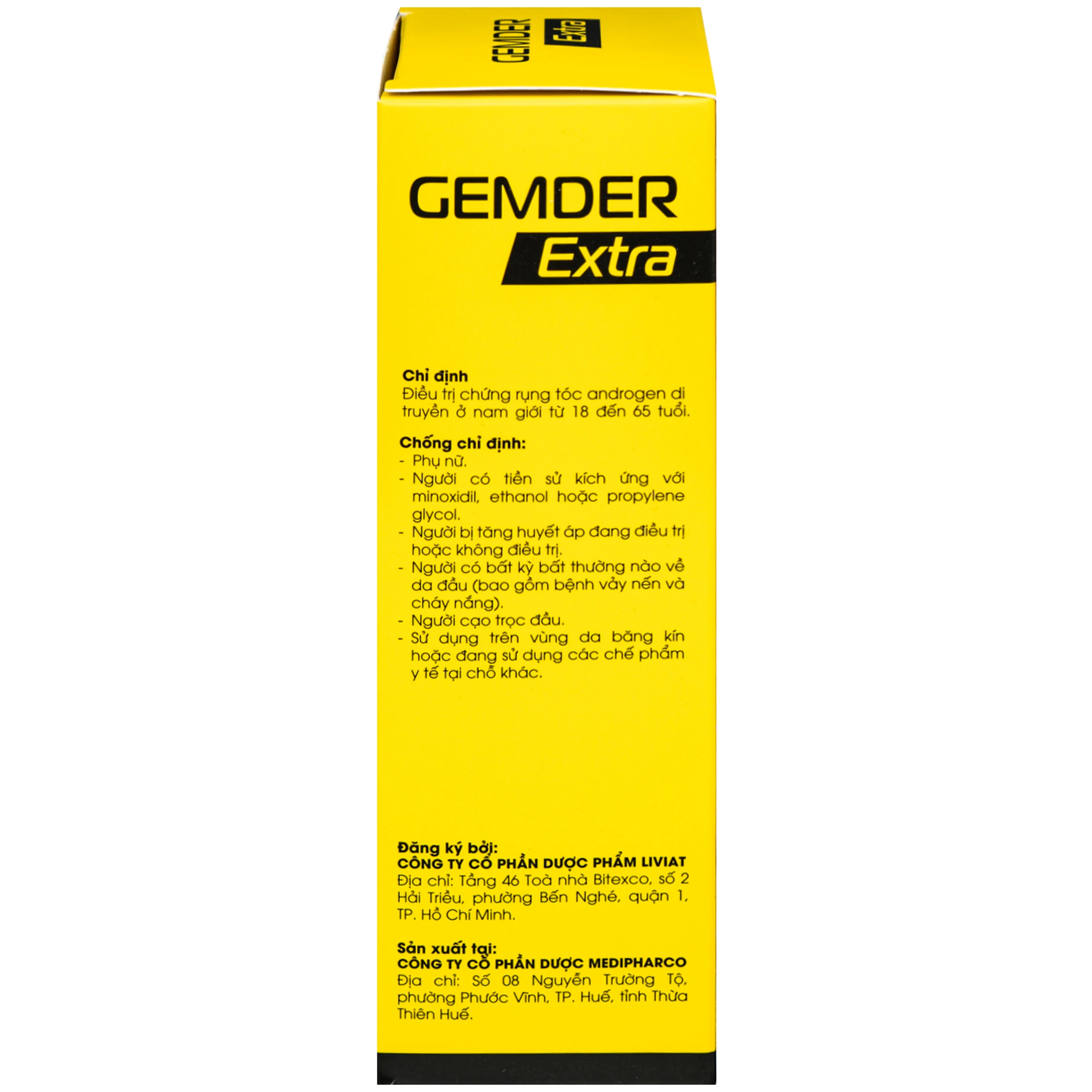Thuốc xịt mọc tóc Minoxidil 5% Gemder Extra Liviat kích thích mọc tóc và giảm gãy rụng (60ml) 5