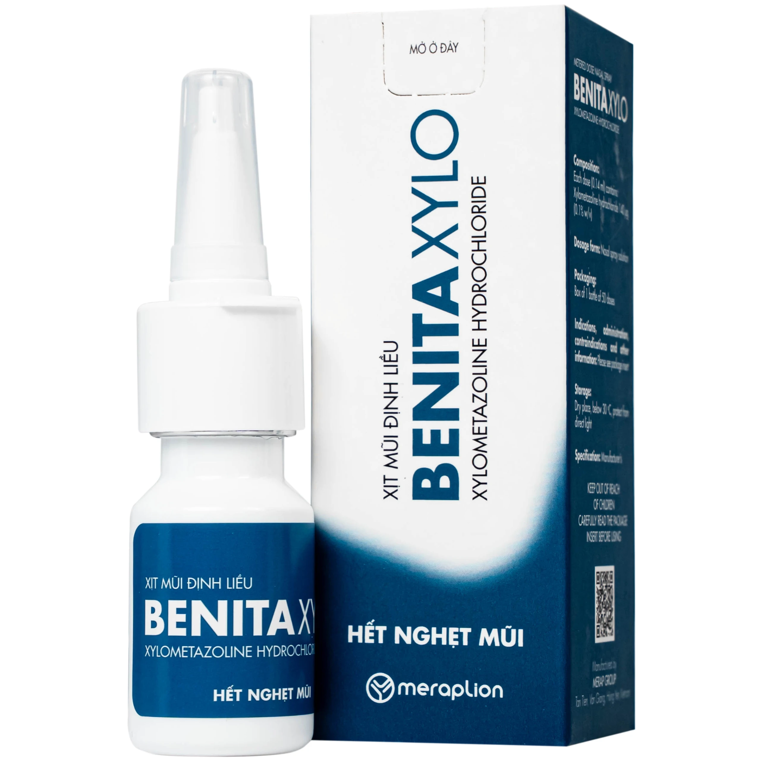 Thuốc xịt mũi Benita Xylo 0.1% Meraplion điều trị nghẹt mũi, sung huyết mũi (50 liều)