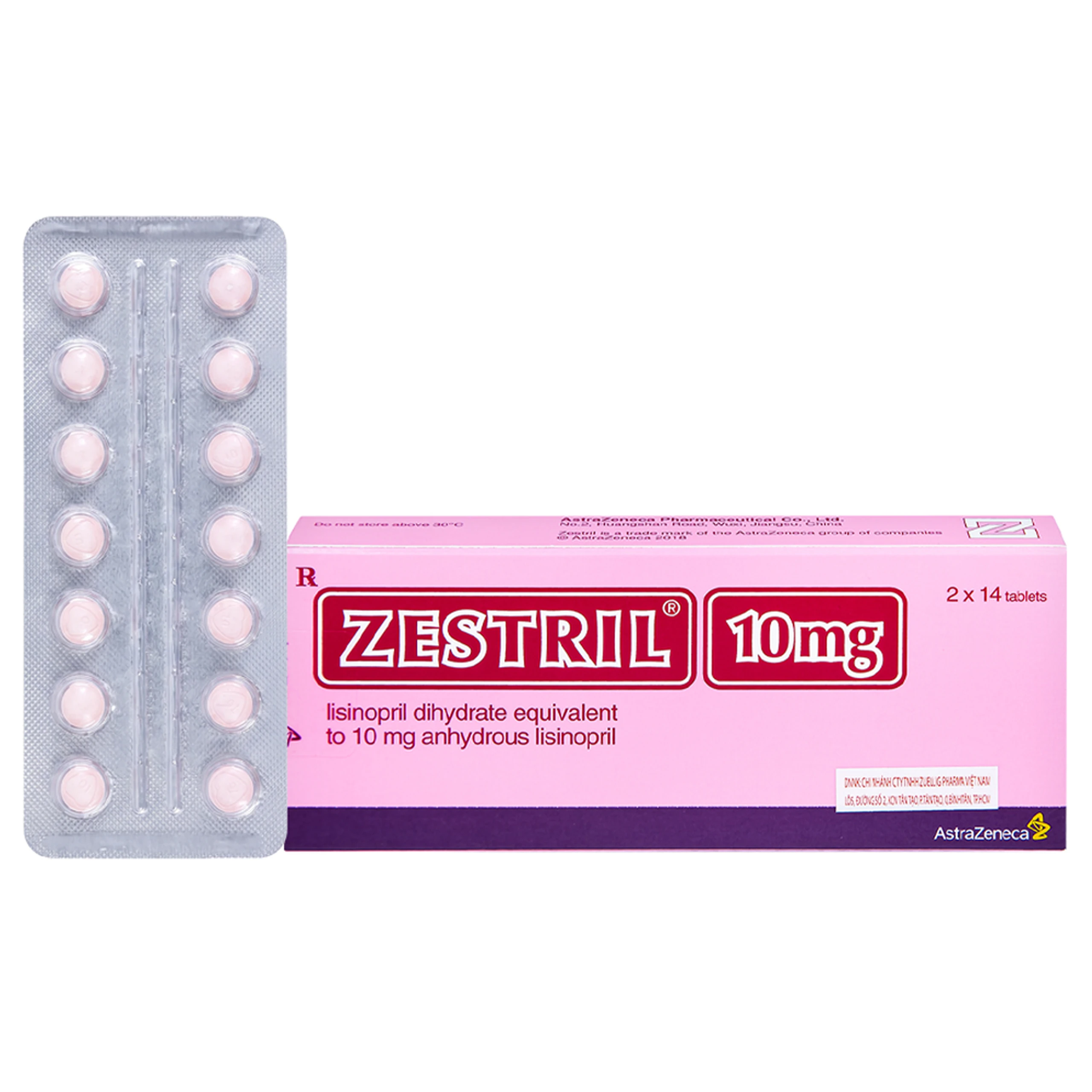 Thuốc Zestril 10mg AstraZeneca điều trị tăng huyết áp, suy tim (2 vỉ x 14 viên) 1