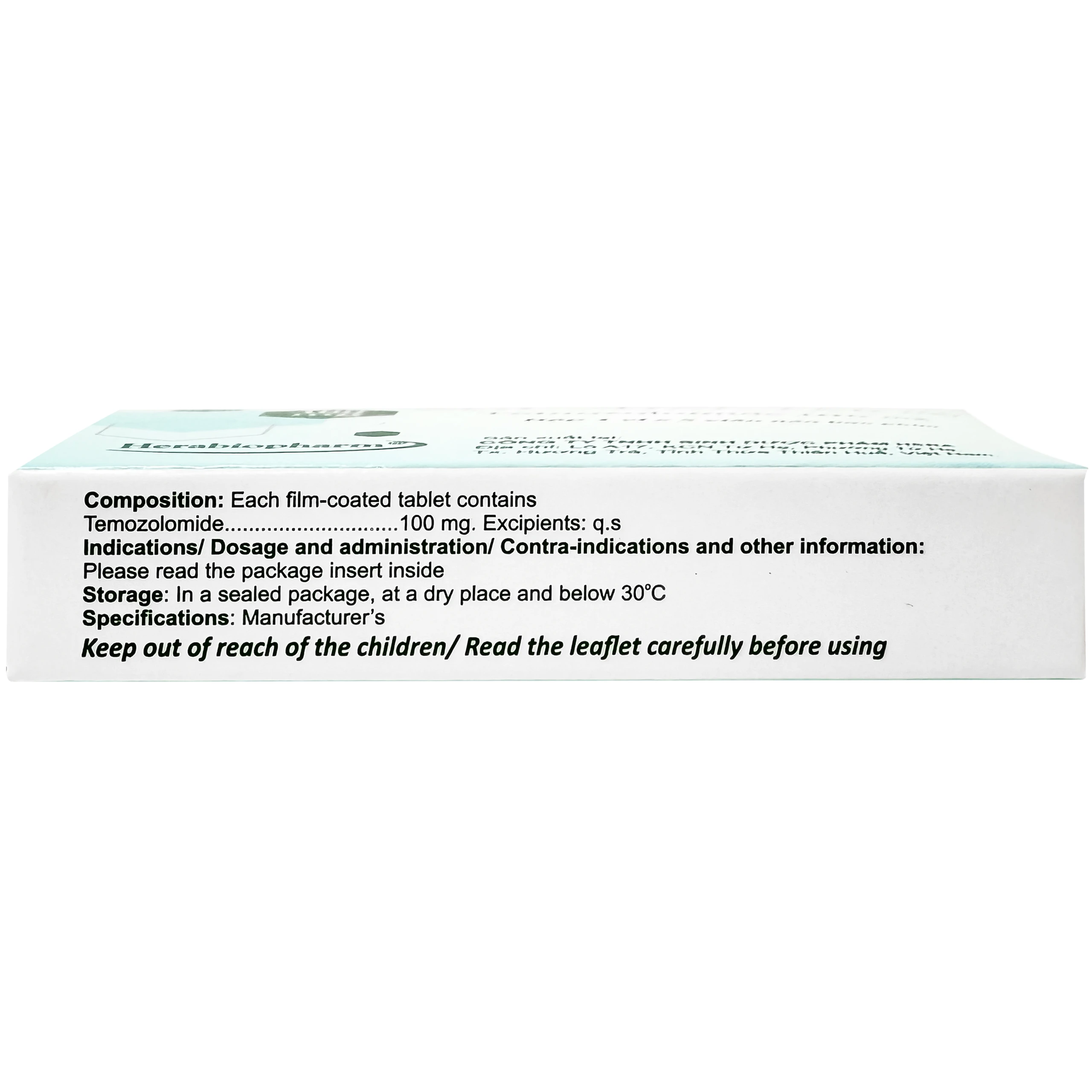 Thuốc Zolodal tab 100mg Herabiopharm điều trị u nguyên bào thần kinh đệm đa dạng (1 vỉ x 5 viên) 3