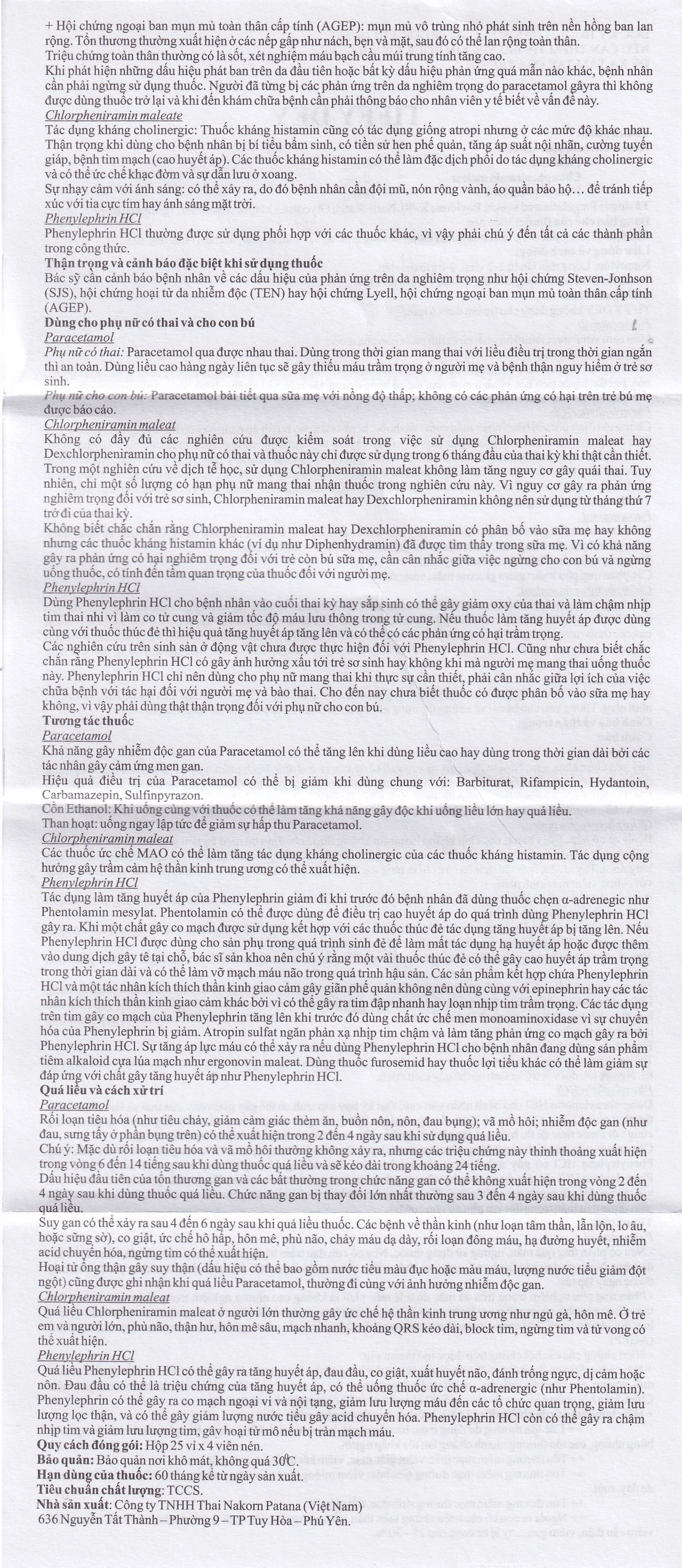 Thuốc Tiffy Dey Thai Nakorn Patana điều trị nghẹt mũi, sổ mũi (25 vỉ x 4 viên)