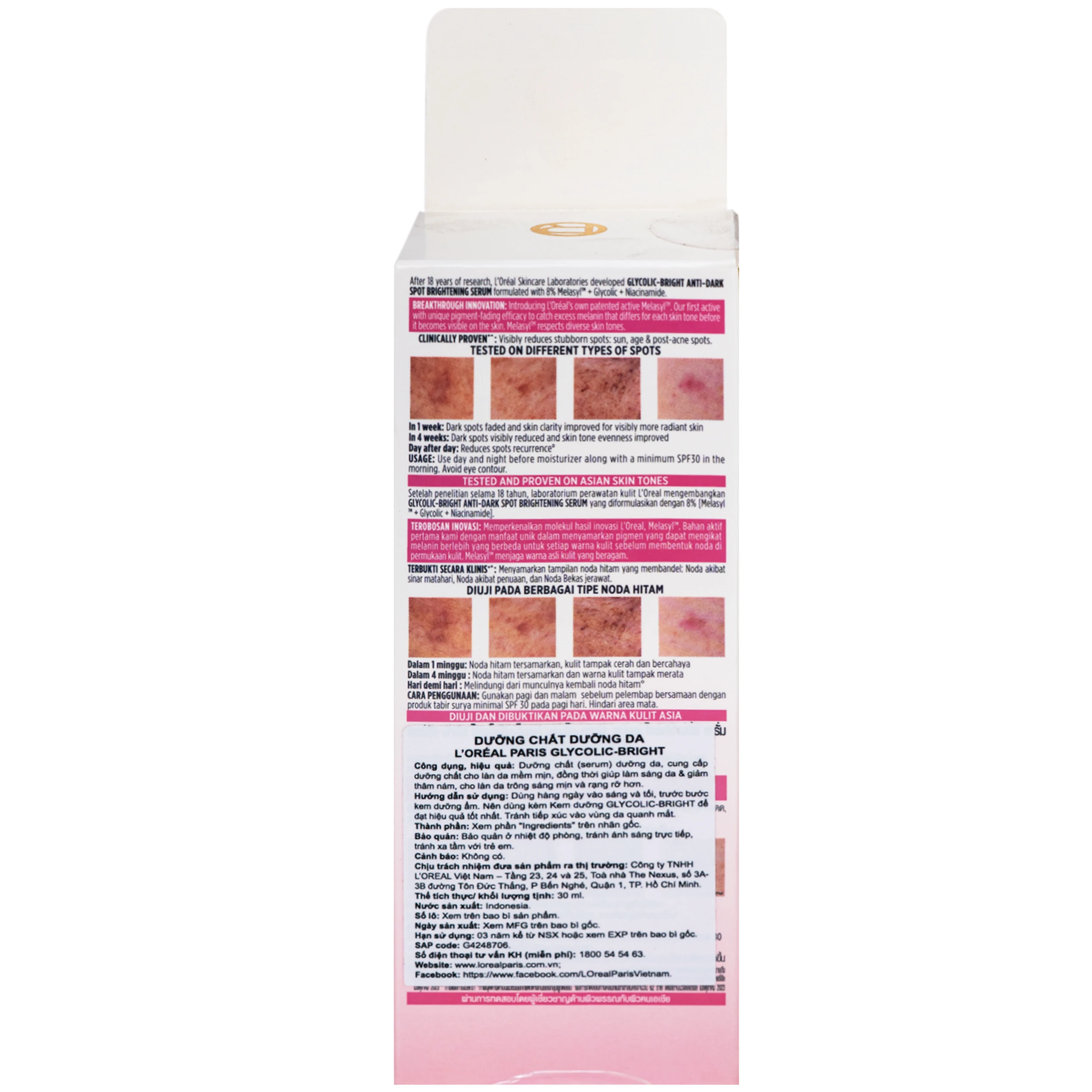 Tinh chất dưỡng sáng da giảm thâm mụn L'Oréal Glycolic Bright (30ml) 5