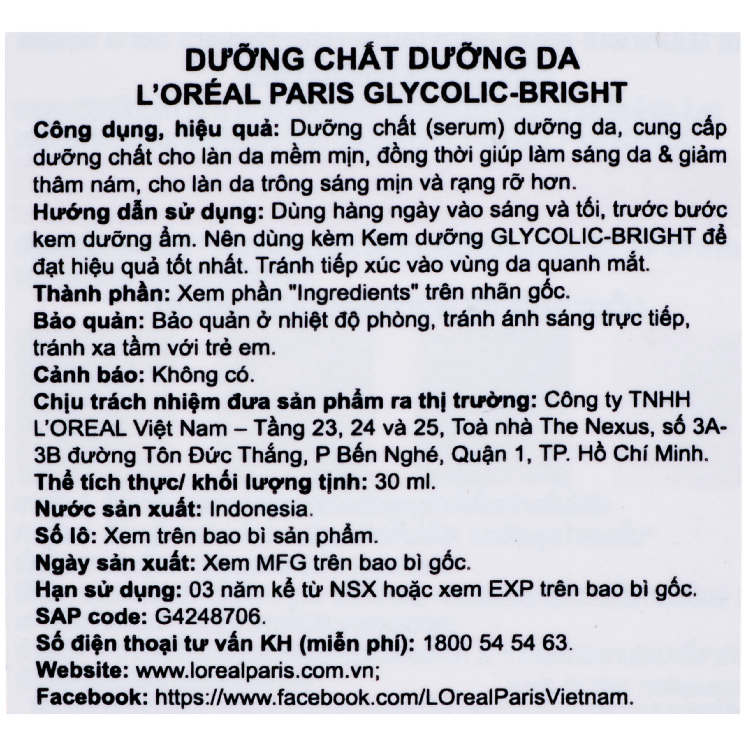 Tinh chất dưỡng sáng da giảm thâm mụn L'Oréal Glycolic Bright (30ml) 9