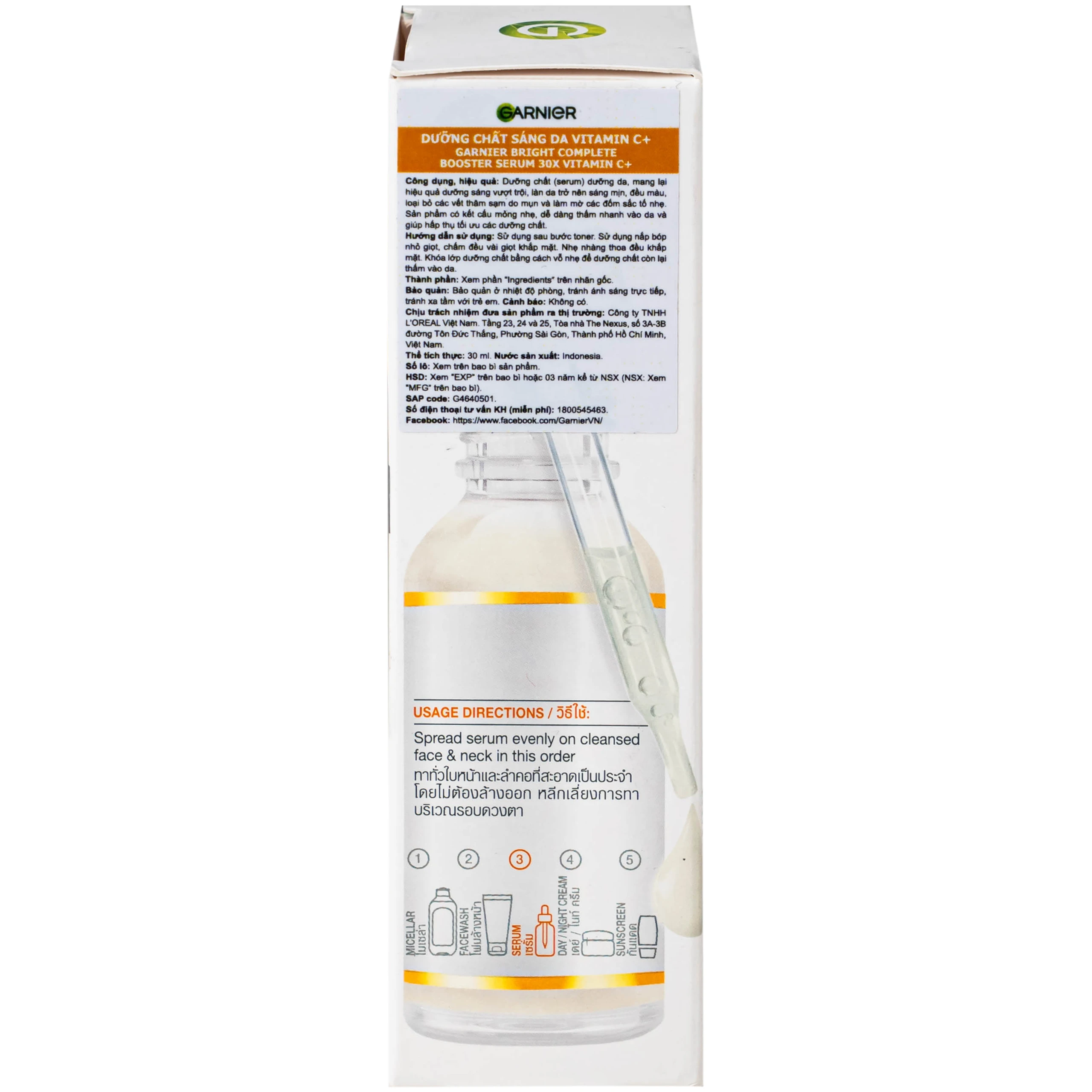 Tinh chất dưỡng sáng da, mờ thâm Garnier Skin Naturals Bright Complete 30x Vitamin C Booster Serum 30ml 4