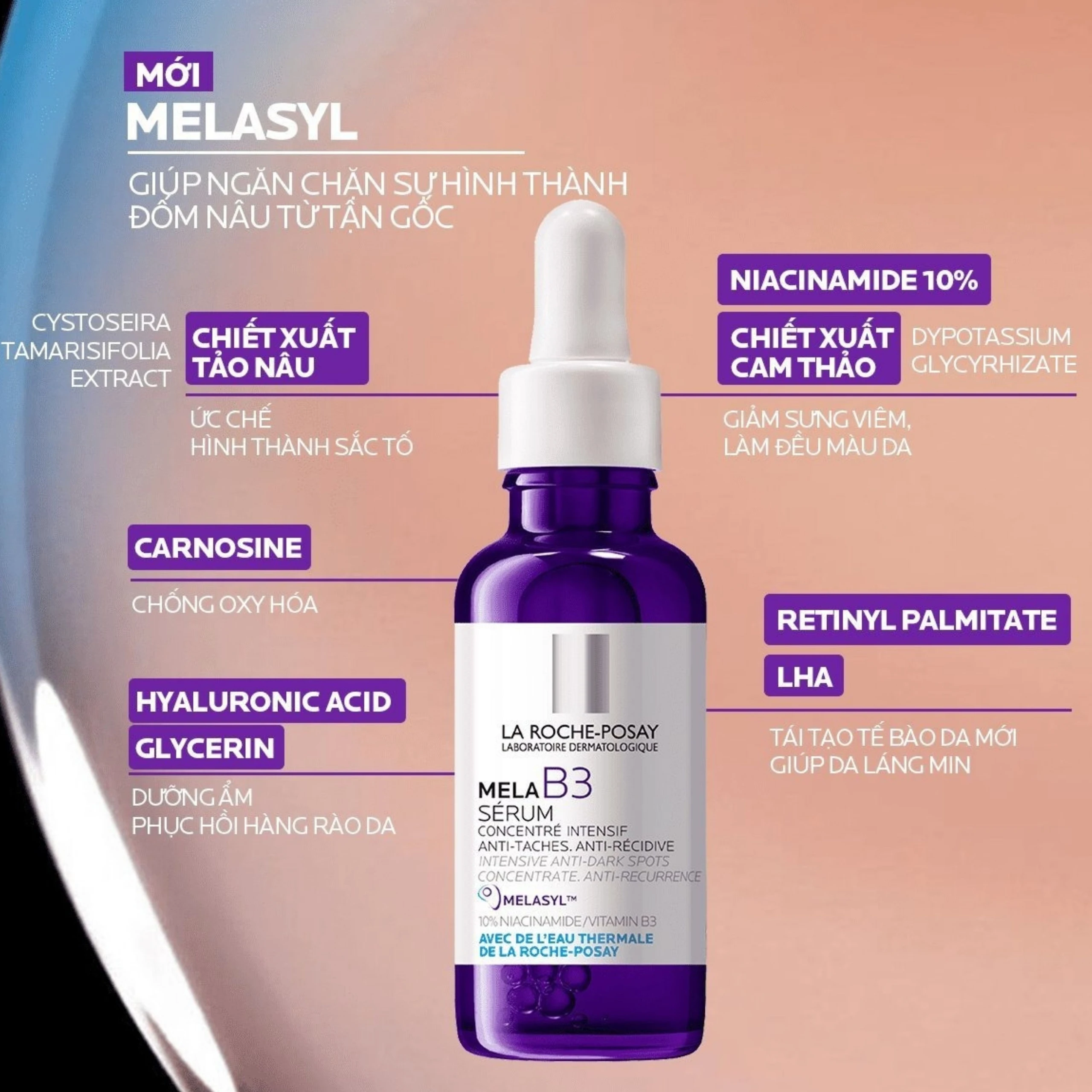 Tinh chất La Roche-Posay Mela B3 Serum dưỡng da mềm mịn, mờ thâm nám, da sáng và đều màu