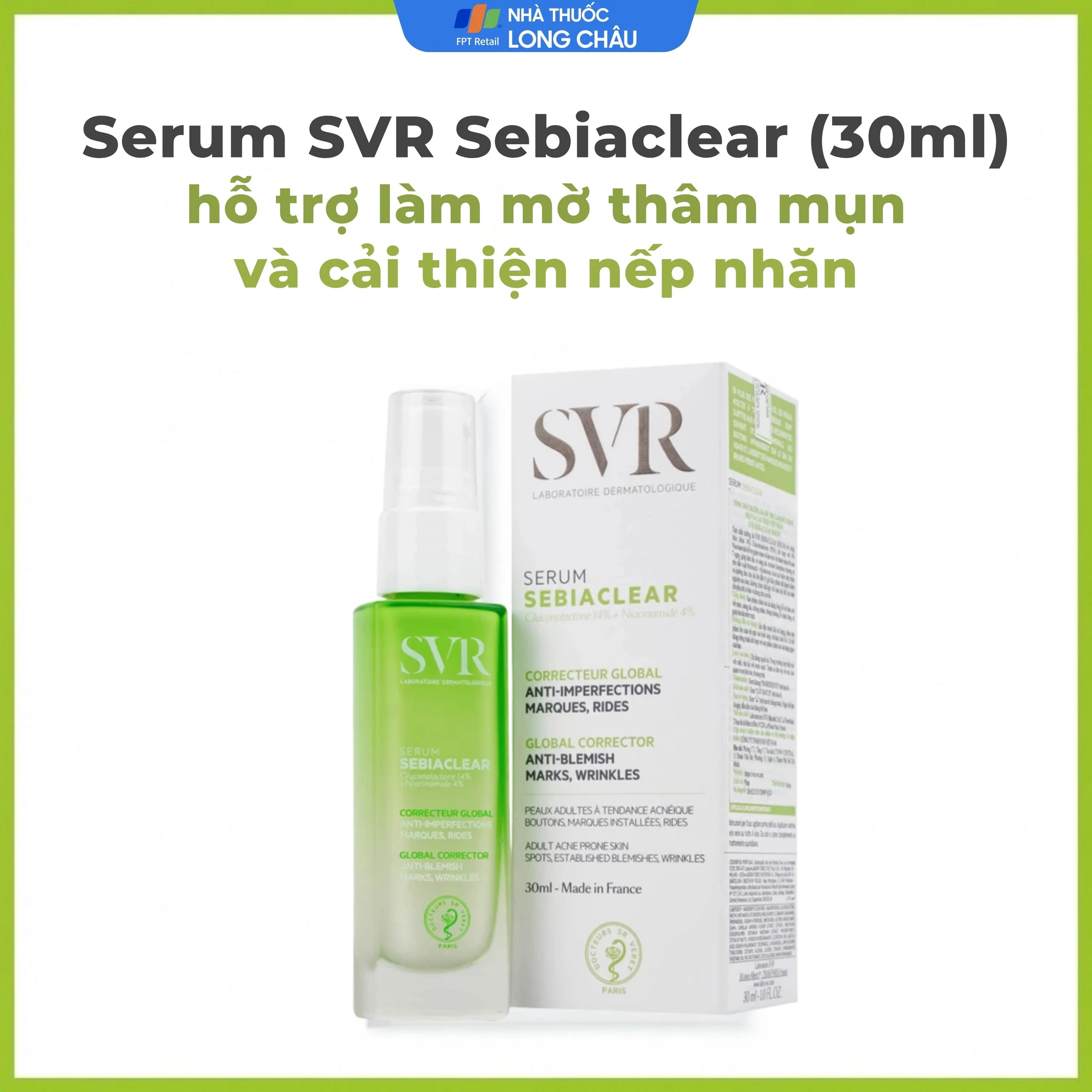 Tinh chất SVR Sebiaclear Serum giảm mụn mờ thâm, làm mịn da (30ml)