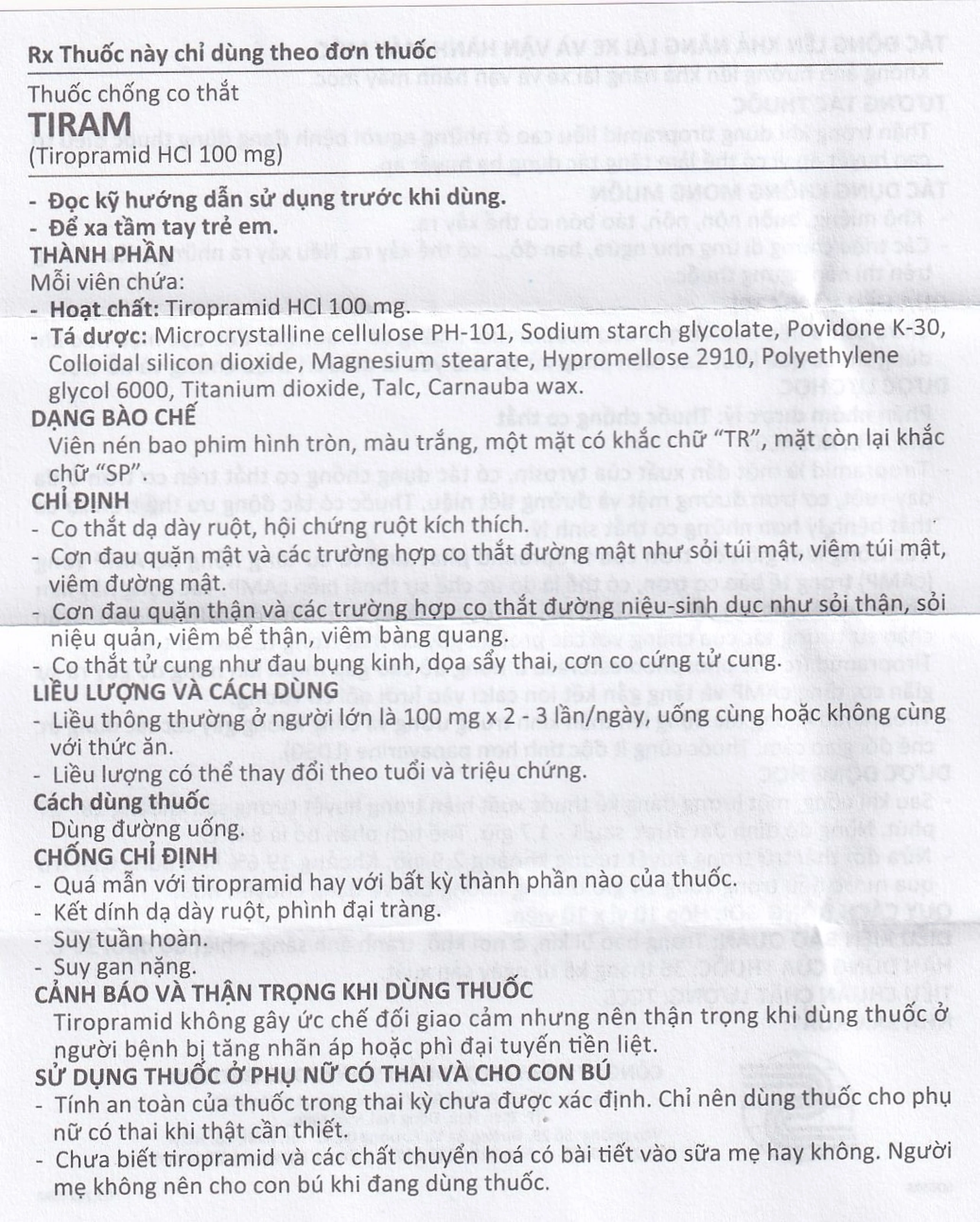 Thuốc Tiram 100mg Shinpoong Deawoo điều trị co thắt dạ dày ruột (10 vỉ x 10 viên)