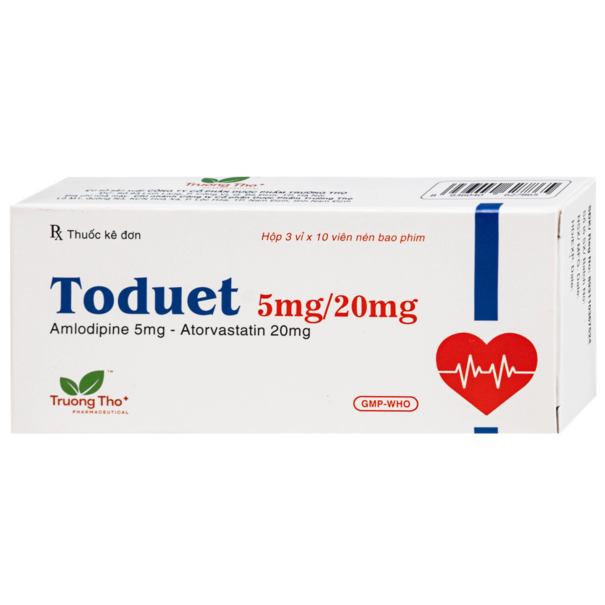 Thuốc Toduet 5mg/20mg điều trị tăng huyết áp kèm rối loạn lipid máu (3 vỉ x 10 viên) 2