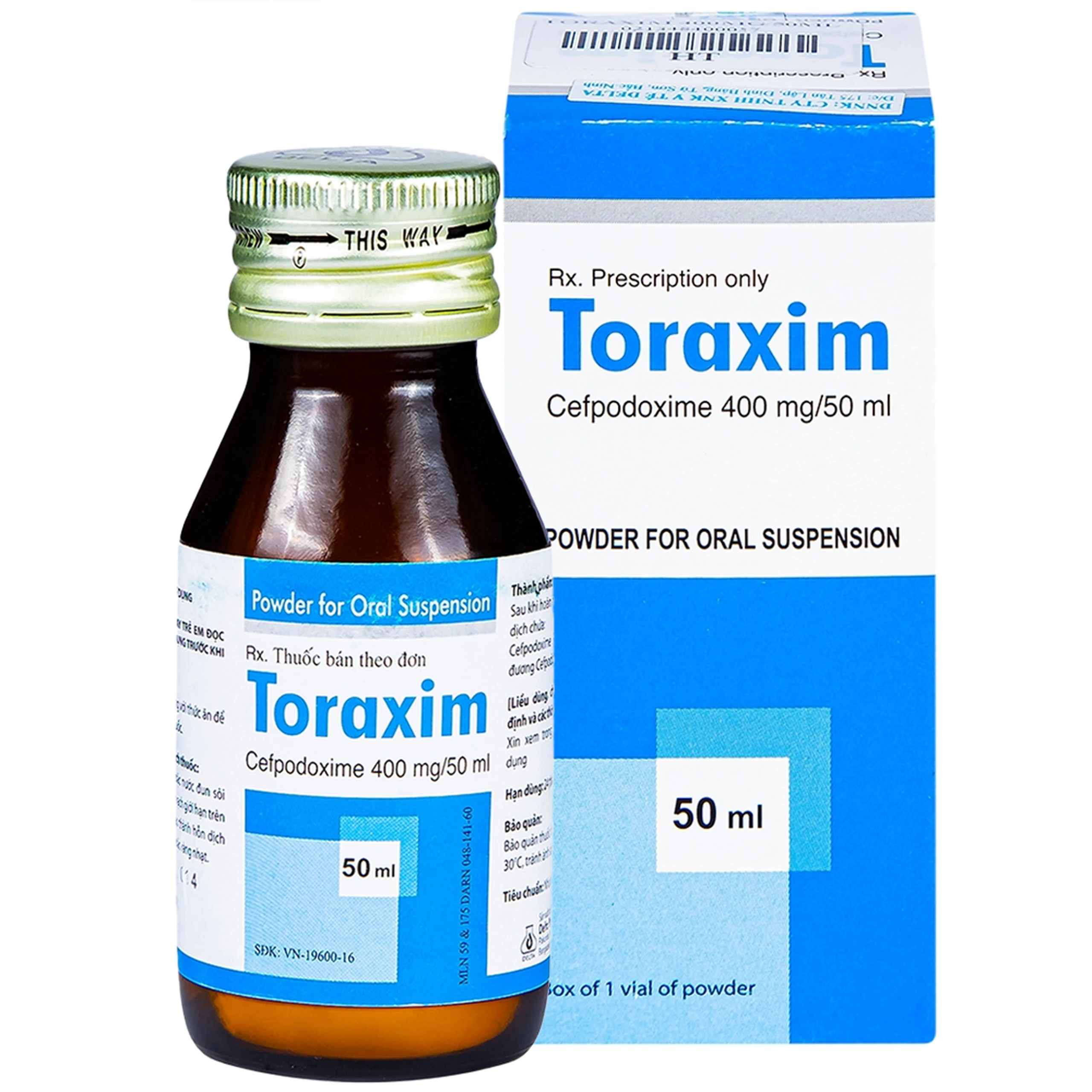 Bột pha hỗn dịch uống Toraxim 400mg/50ml Deltapharm điều trị câc chứng nhiễm khuẩn (50ml) 1