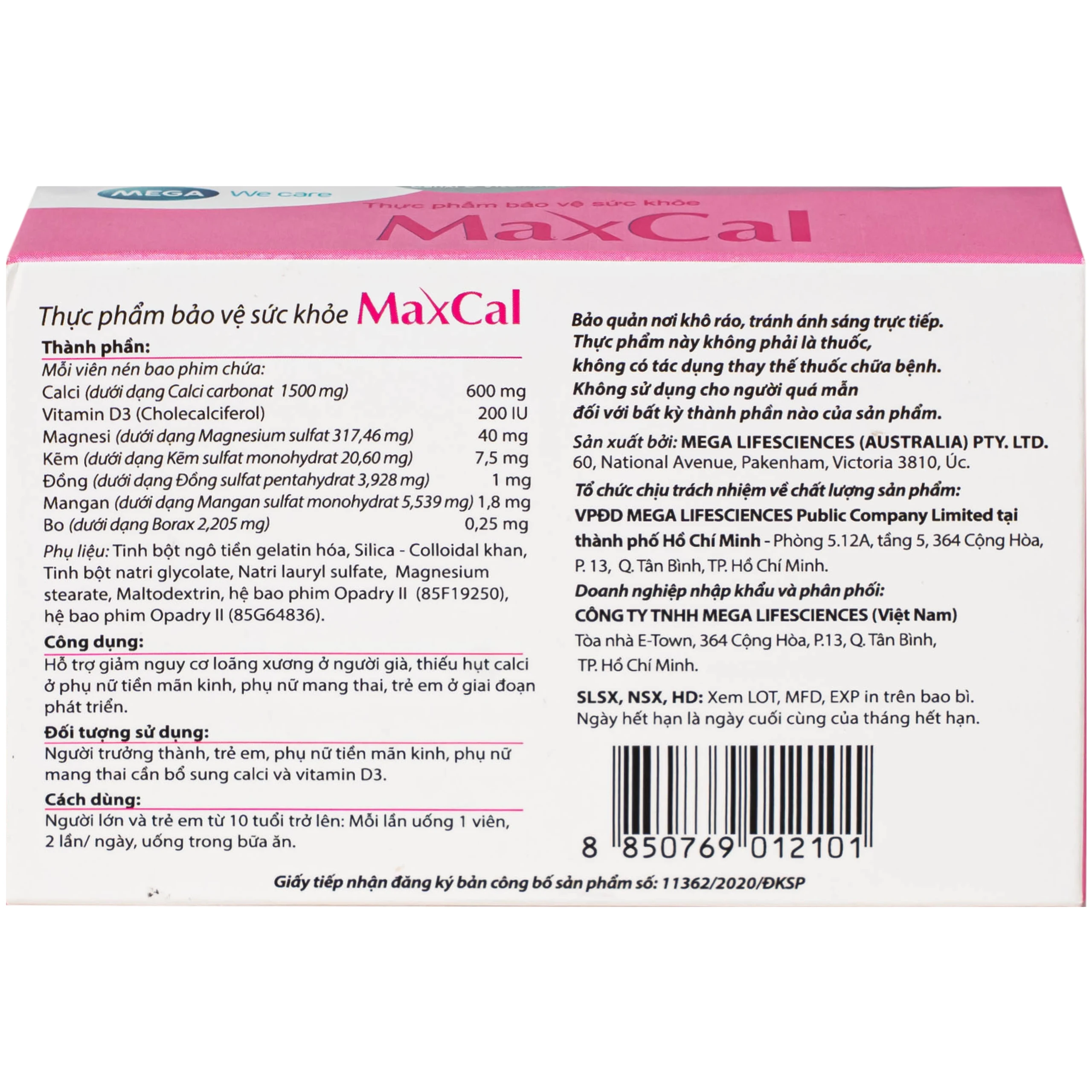 Viên uống hỗ trợ giảm nguy cơ loãng xương Maxcal Mega (3 vỉ x 10 viên) 7