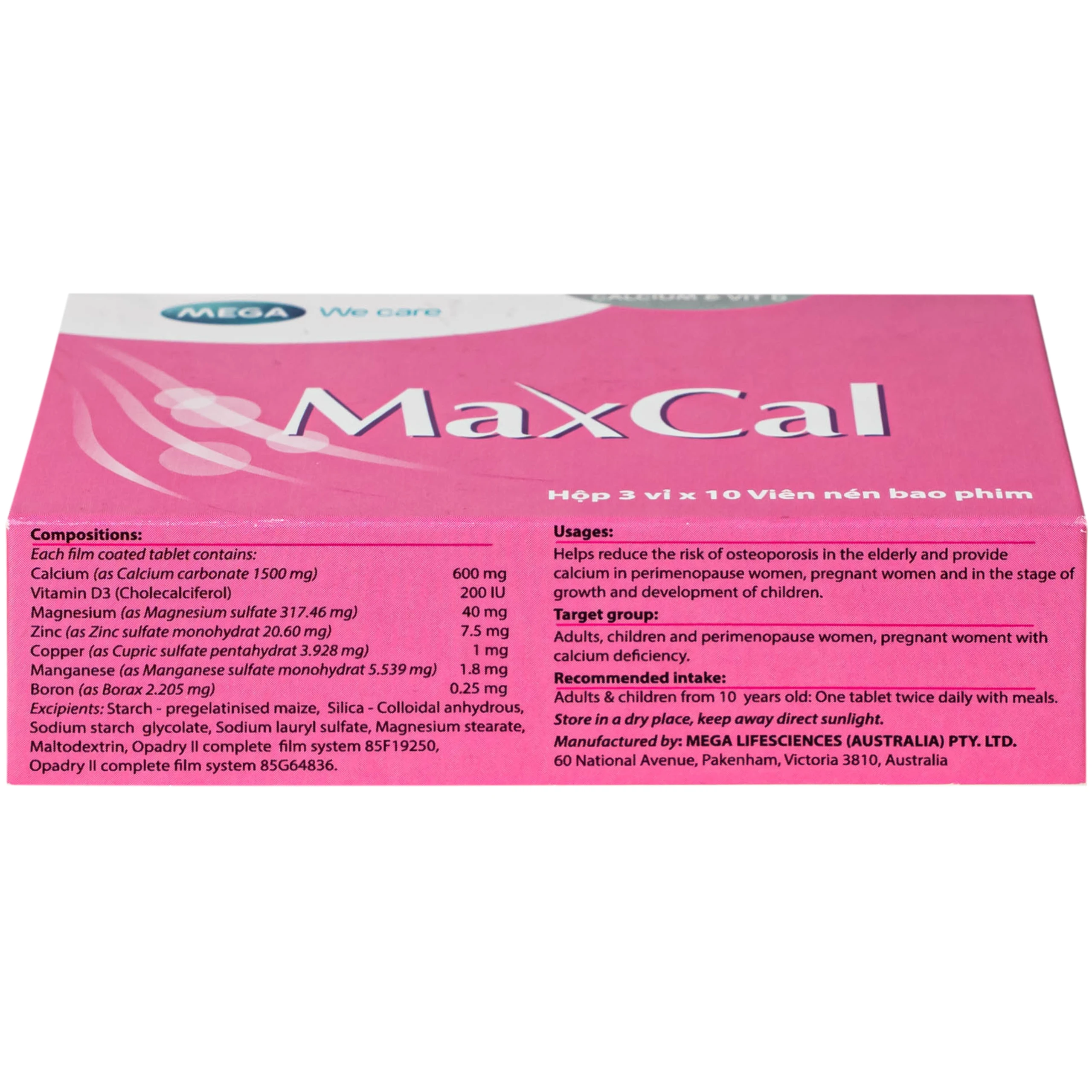 Viên uống hỗ trợ giảm nguy cơ loãng xương Maxcal Mega (3 vỉ x 10 viên) 9