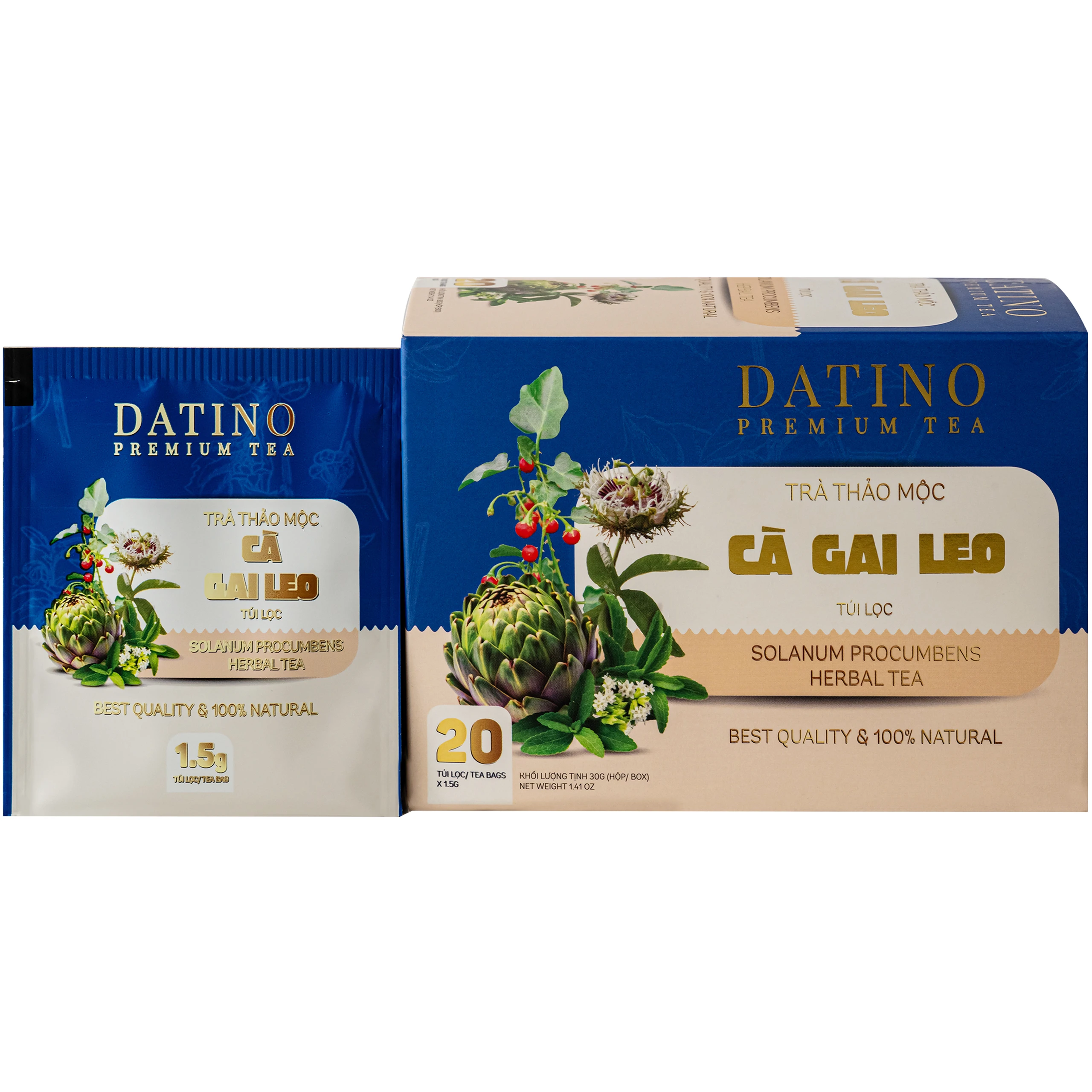 Trà thảo mộc Cà Gai Leo túi lọc Datino (20 gói x 1.5g) 1