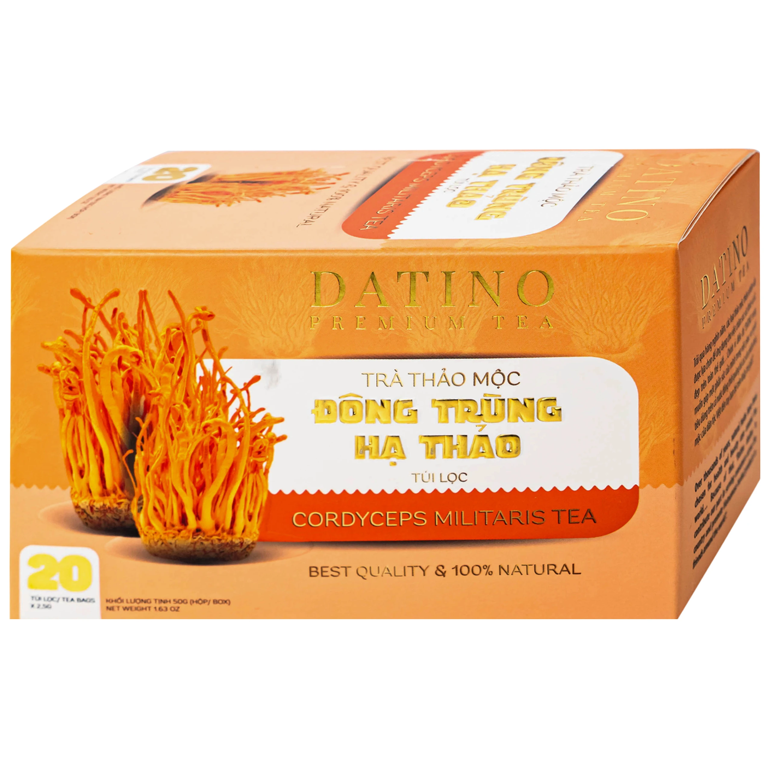 Trà thảo mộc đông trùng hạ thảo túi lọc Datino premium tea (20 túi x 2,5g)