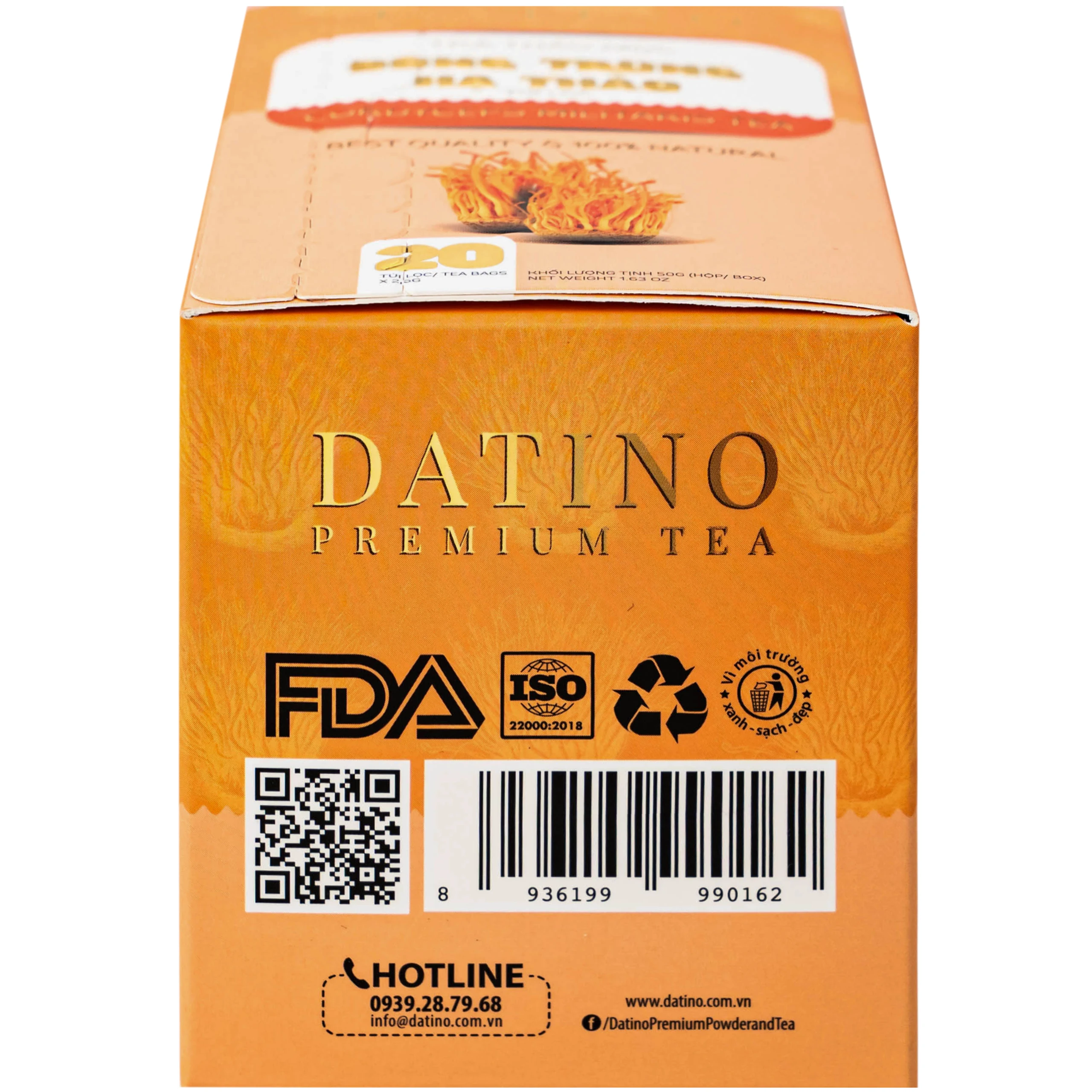Trà thảo mộc đông trùng hạ thảo túi lọc Datino premium tea (20 túi x 2,5g)