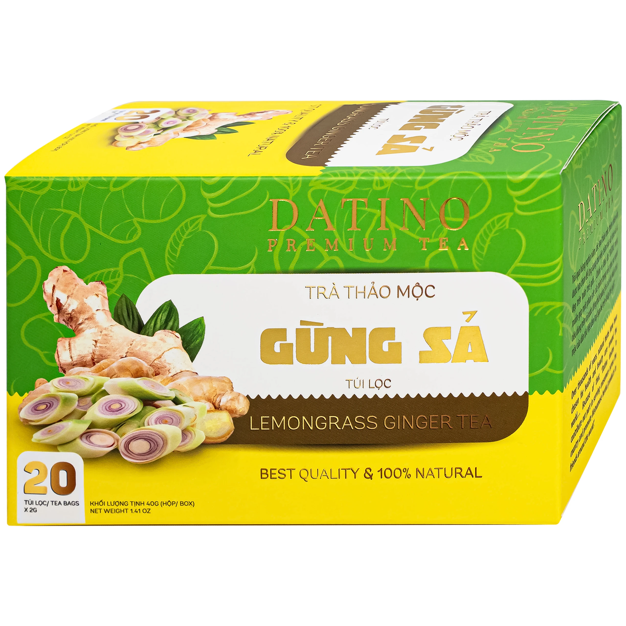 Trà Thảo Mộc Gừng Sả Datino Premium Tea (20 túi lọc x 2g)