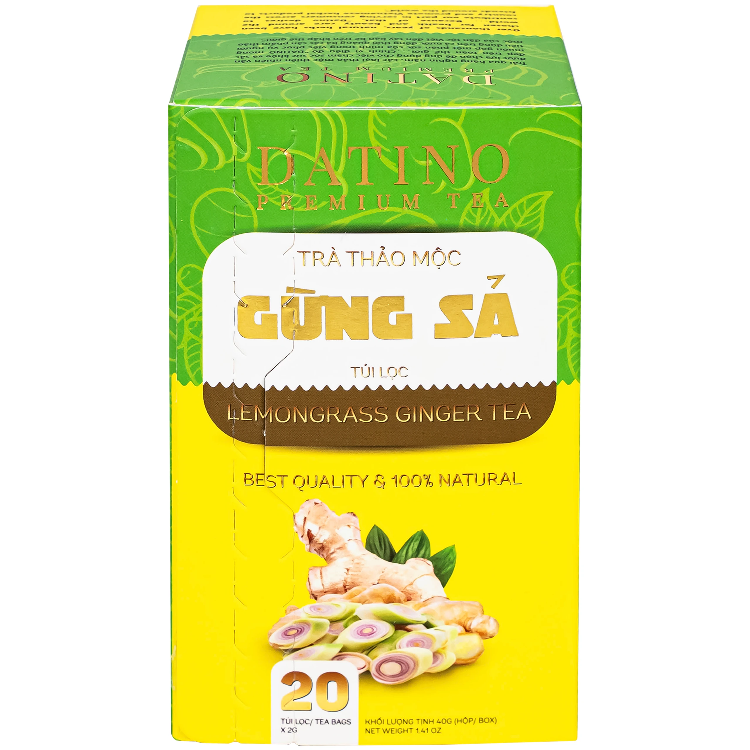Trà Thảo Mộc Gừng Sả Datino Premium Tea (20 túi lọc x 2g)