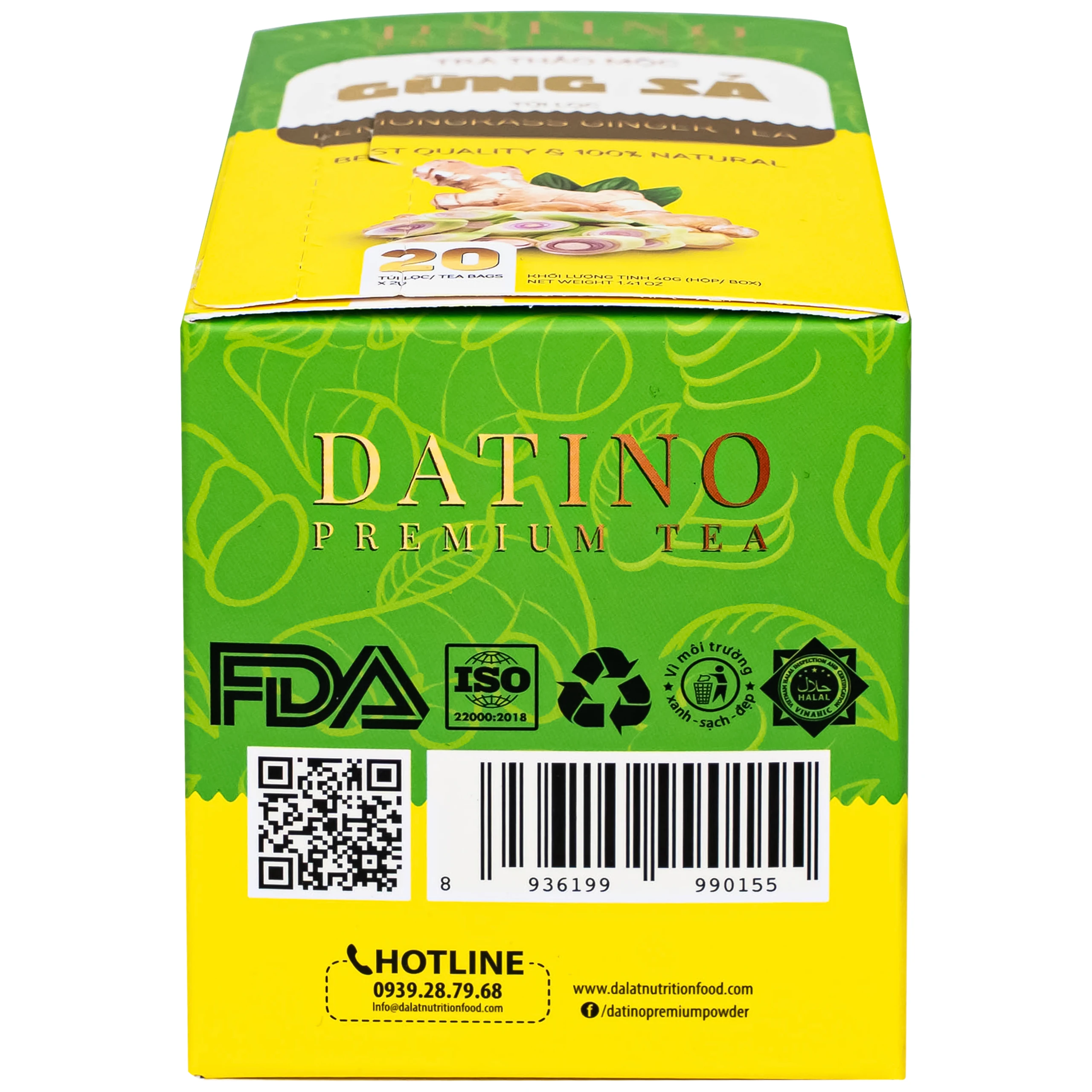 Trà Thảo Mộc Gừng Sả Datino Premium Tea (20 túi lọc x 2g)