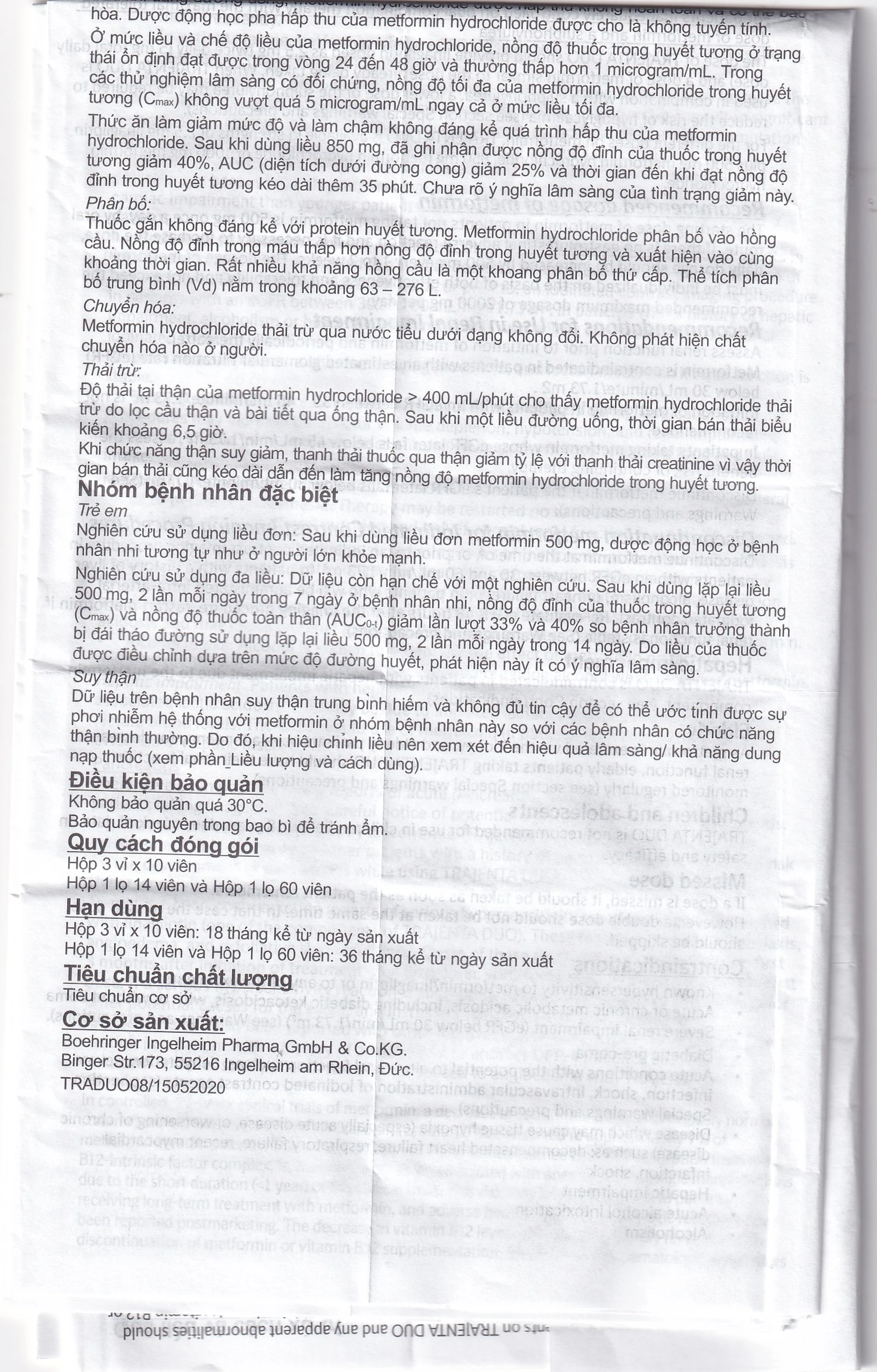 Thuốc Trajenta Duo 2.5mg/850mg Boehringer điều trị đái tháo đường típ 2 (14 viên)