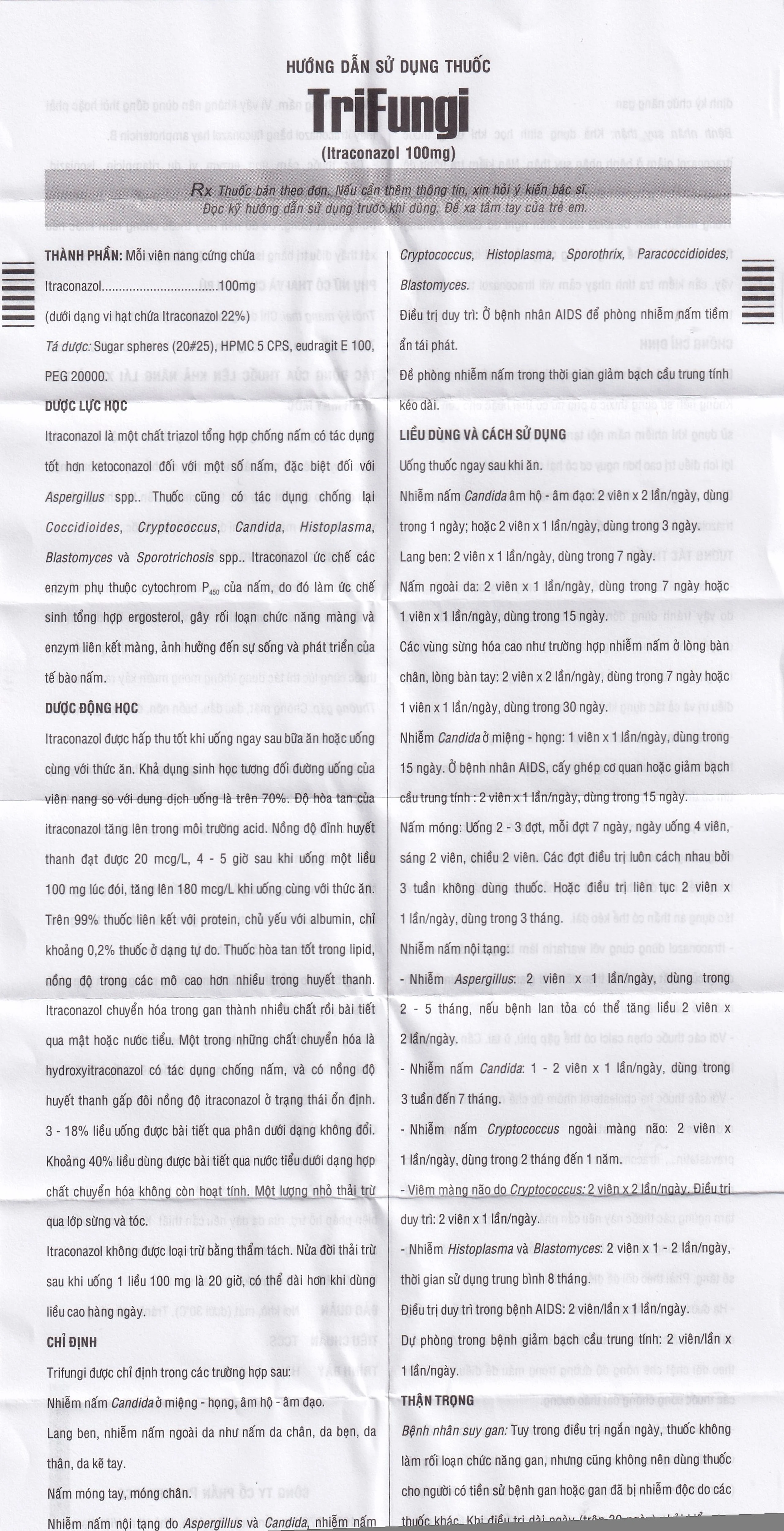 Thuốc Trifungi Pymepharco điều trị nhiễm nấm Candida ở miệng - họng (1 vỉ x 4 viên)