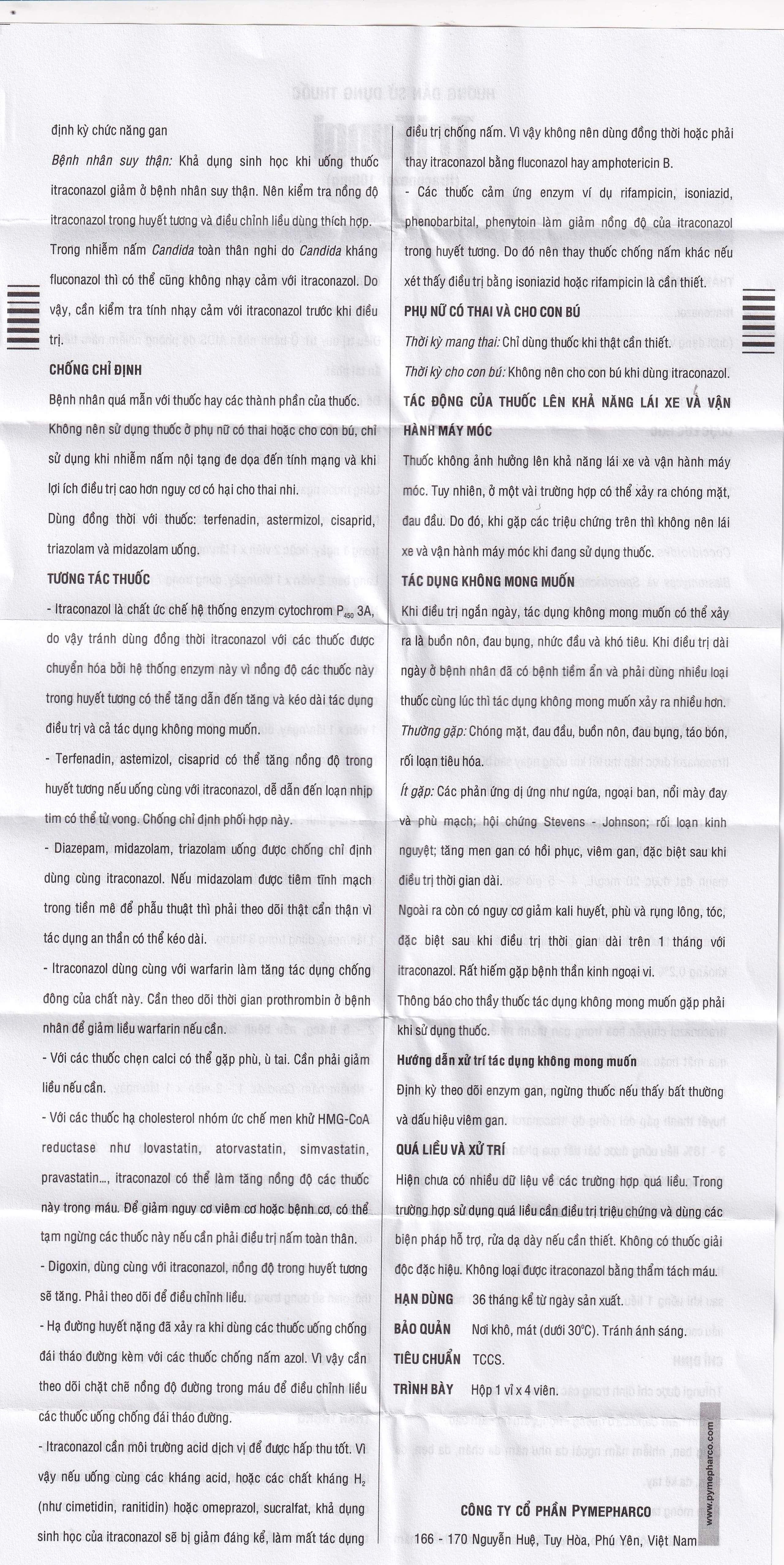 Thuốc Trifungi Pymepharco điều trị nhiễm nấm Candida ở miệng - họng (1 vỉ x 4 viên)