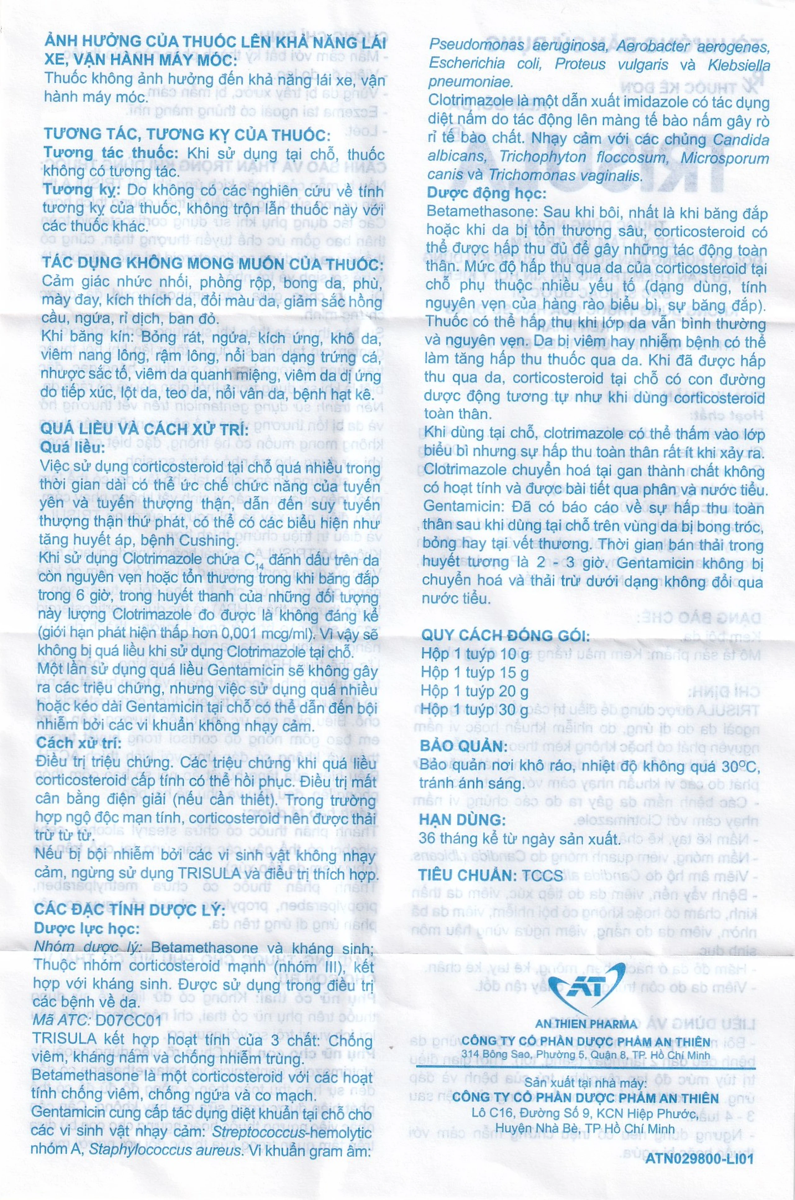 Kem bôi da Trisula 20g An Thiên Pharma điều trị các bệnh nhiễm khuẩn ngoài da 