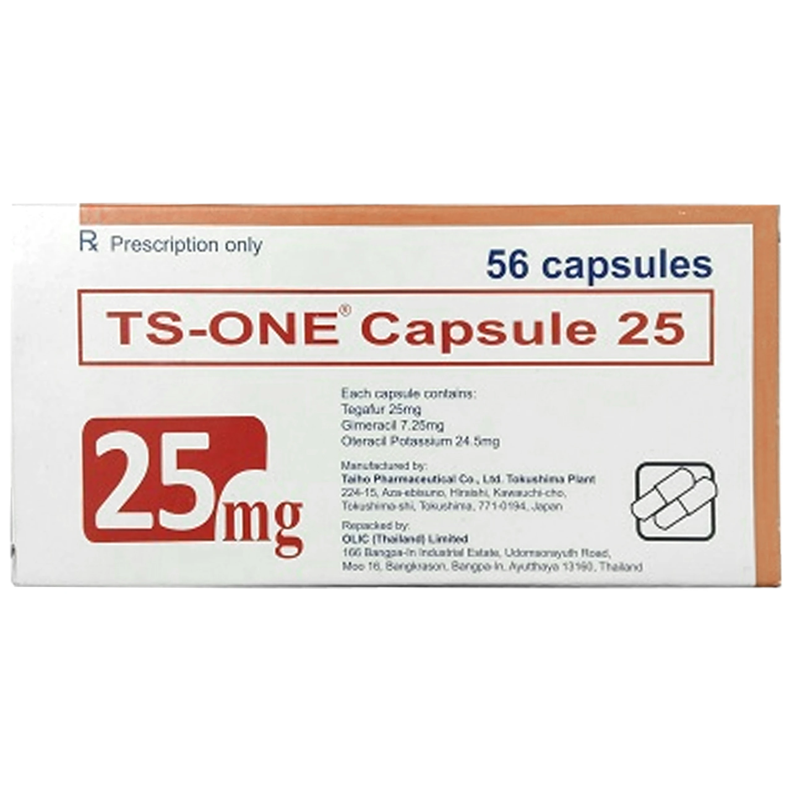 Thuốc Ts-one 25 Taiho điều trị ung thư dạ dày tiến triển (4 vỉ x 14 viên) 