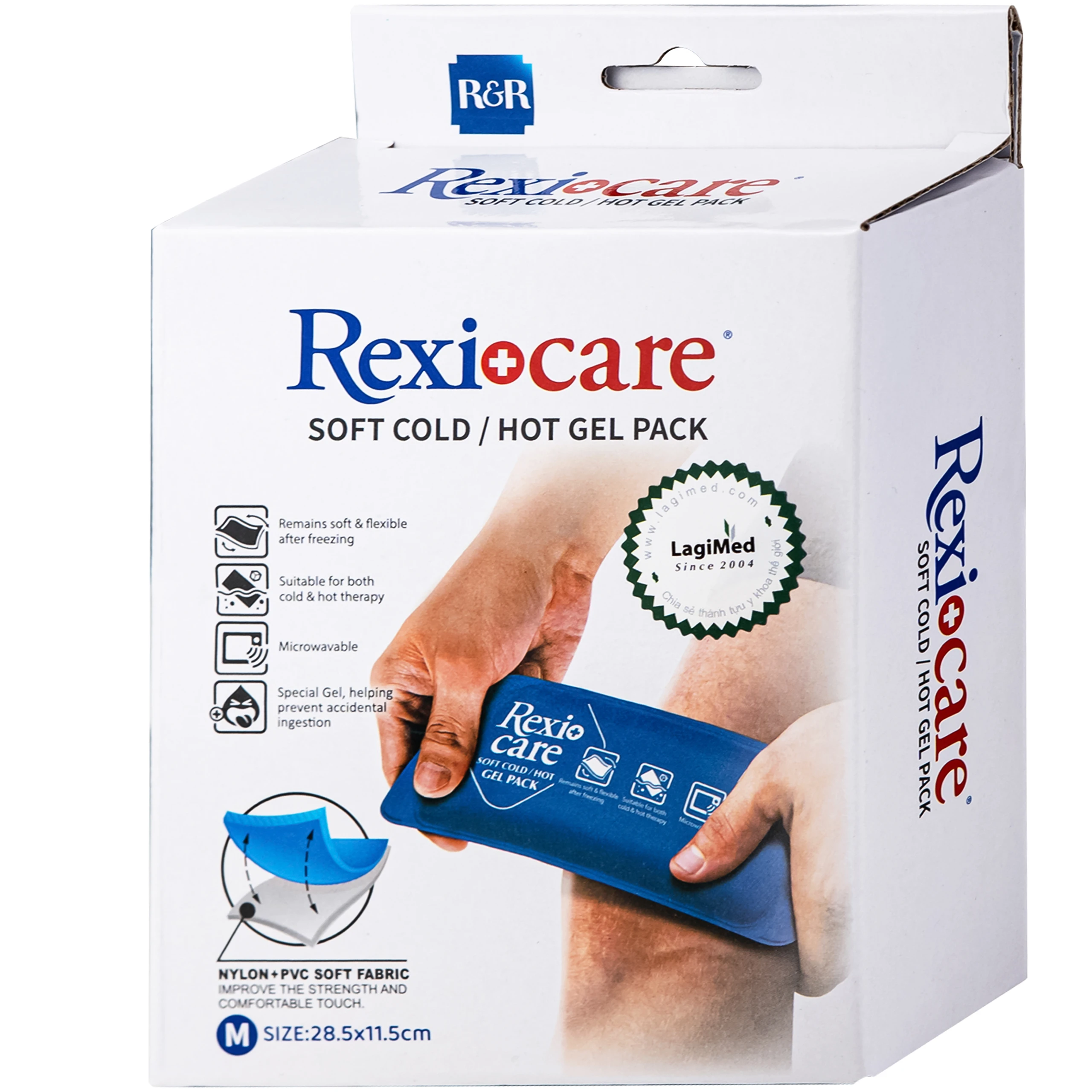 Túi chườm nóng, lạnh Rexicare gel (28.5x11.5cm) Làm giảm co thắt cơ, đau, sưng phù, bầm máy sau chấn thương, thủ thuật nha khoa, côn trùng cắn 3