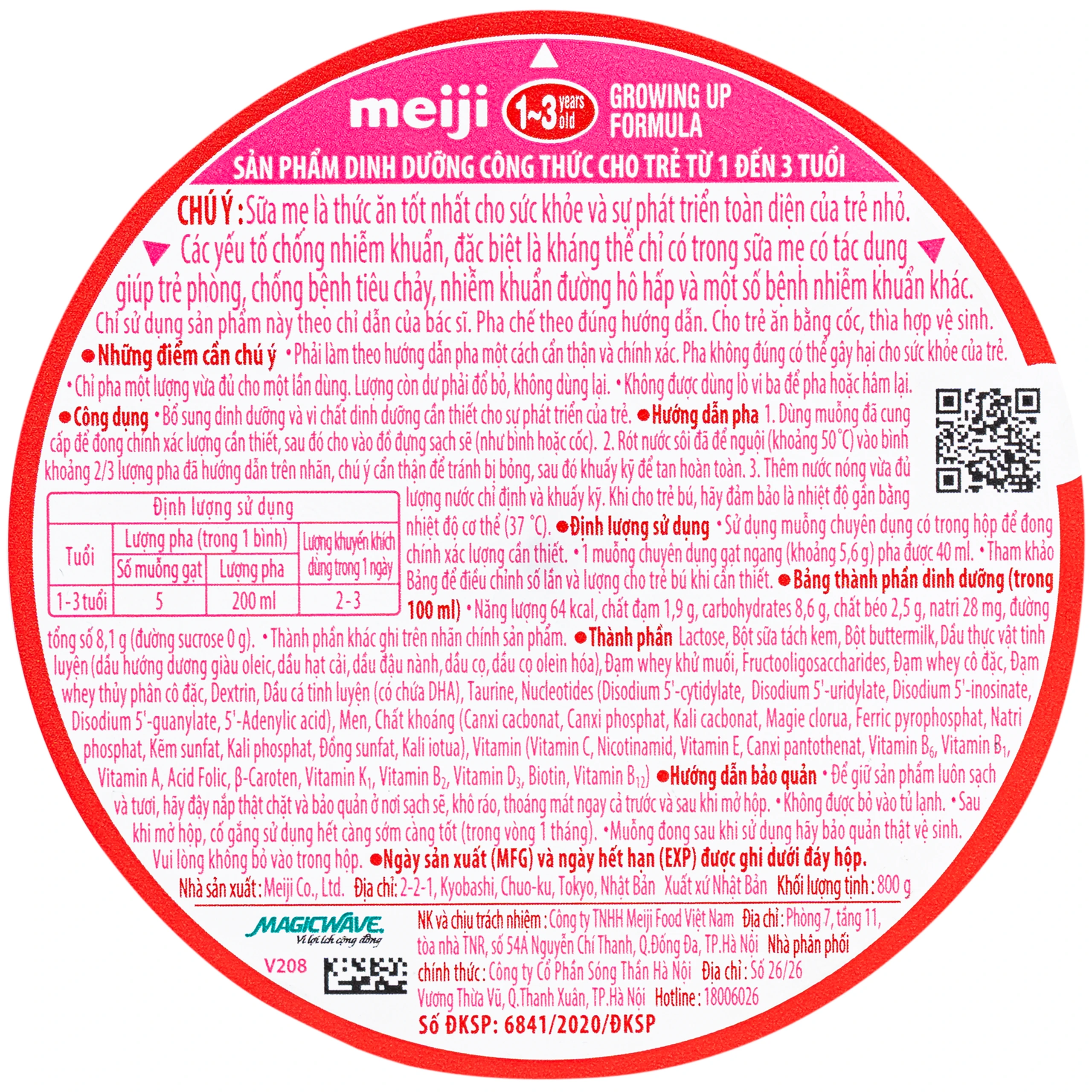 Sữa cho trẻ 1-3 tuổi Meiji Growing Up Formula (800g) 4
