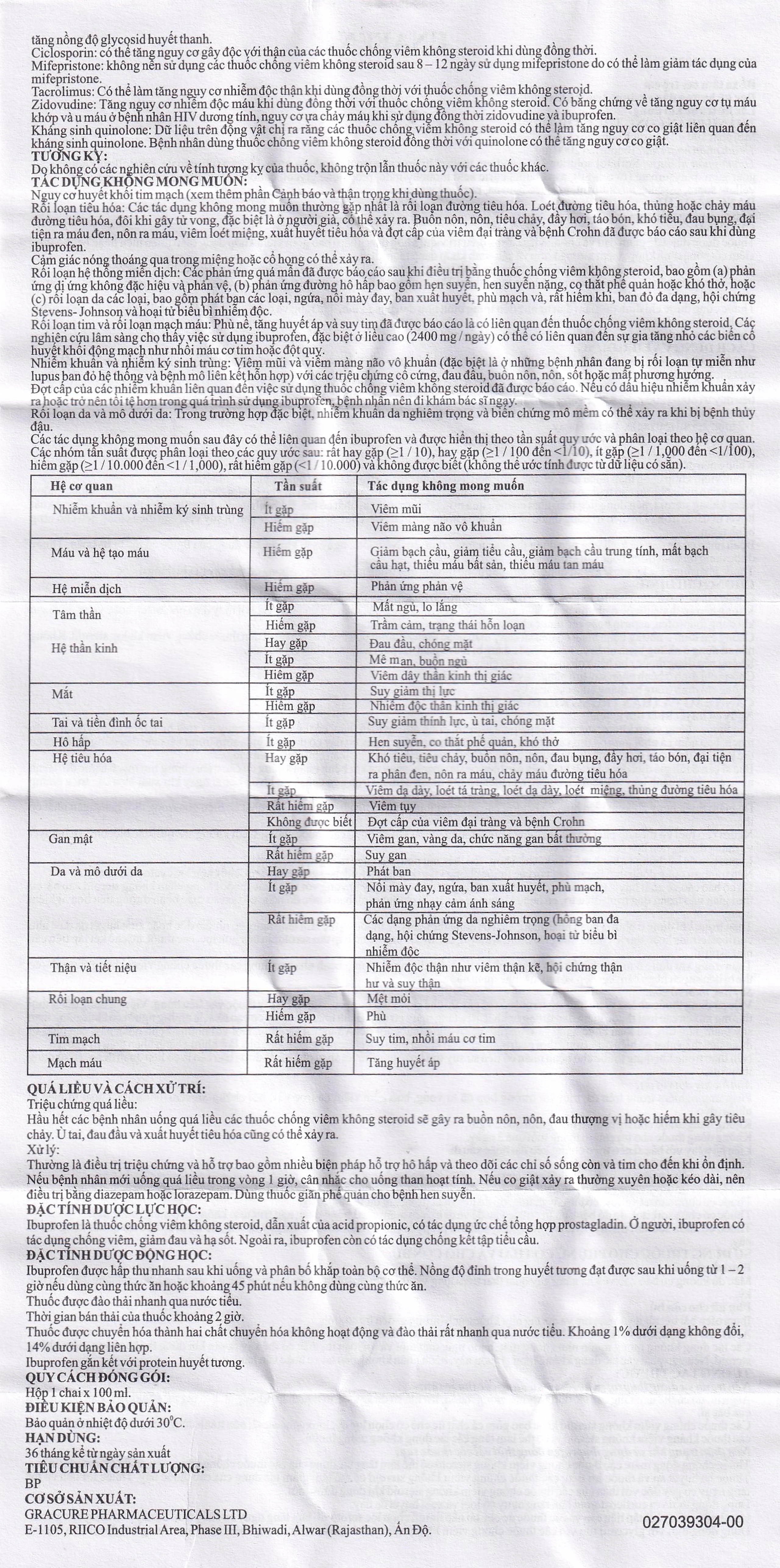 Dung dịch uống Unafen 100mg/5ml Gracure giảm đau, kháng viêm, hạ sốt (100ml)