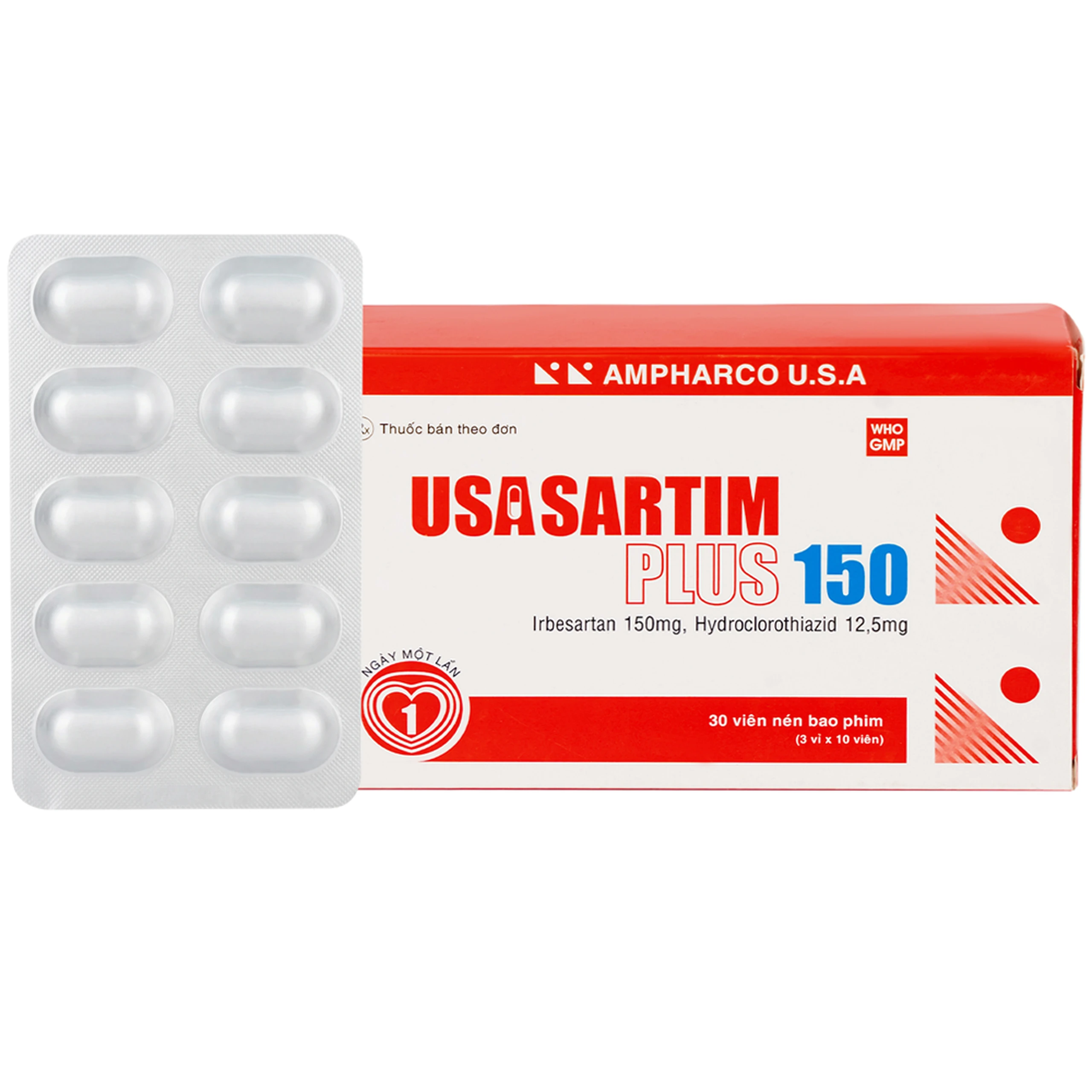 Thuốc Usasartim Plus 150 Ampharco điều trị tăng huyết áp (3 vỉ x 10 viên) 1
