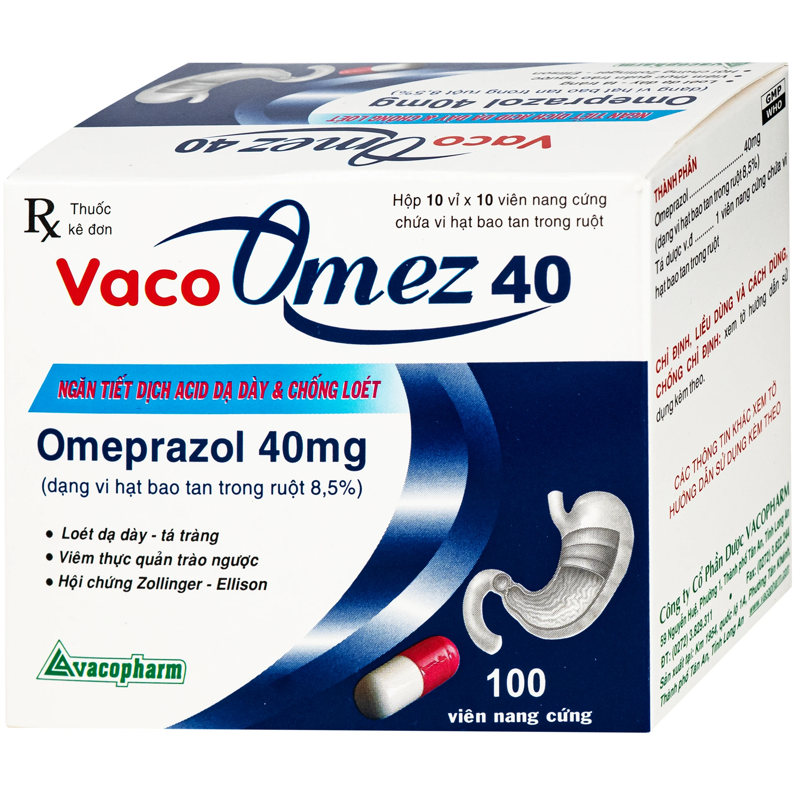 Thuốc Vacoomez 40mg Vacopharm điều trị viêm thực quản, viêm loét dạ dày, tá tràng (10 vỉ x 10 viên) 2