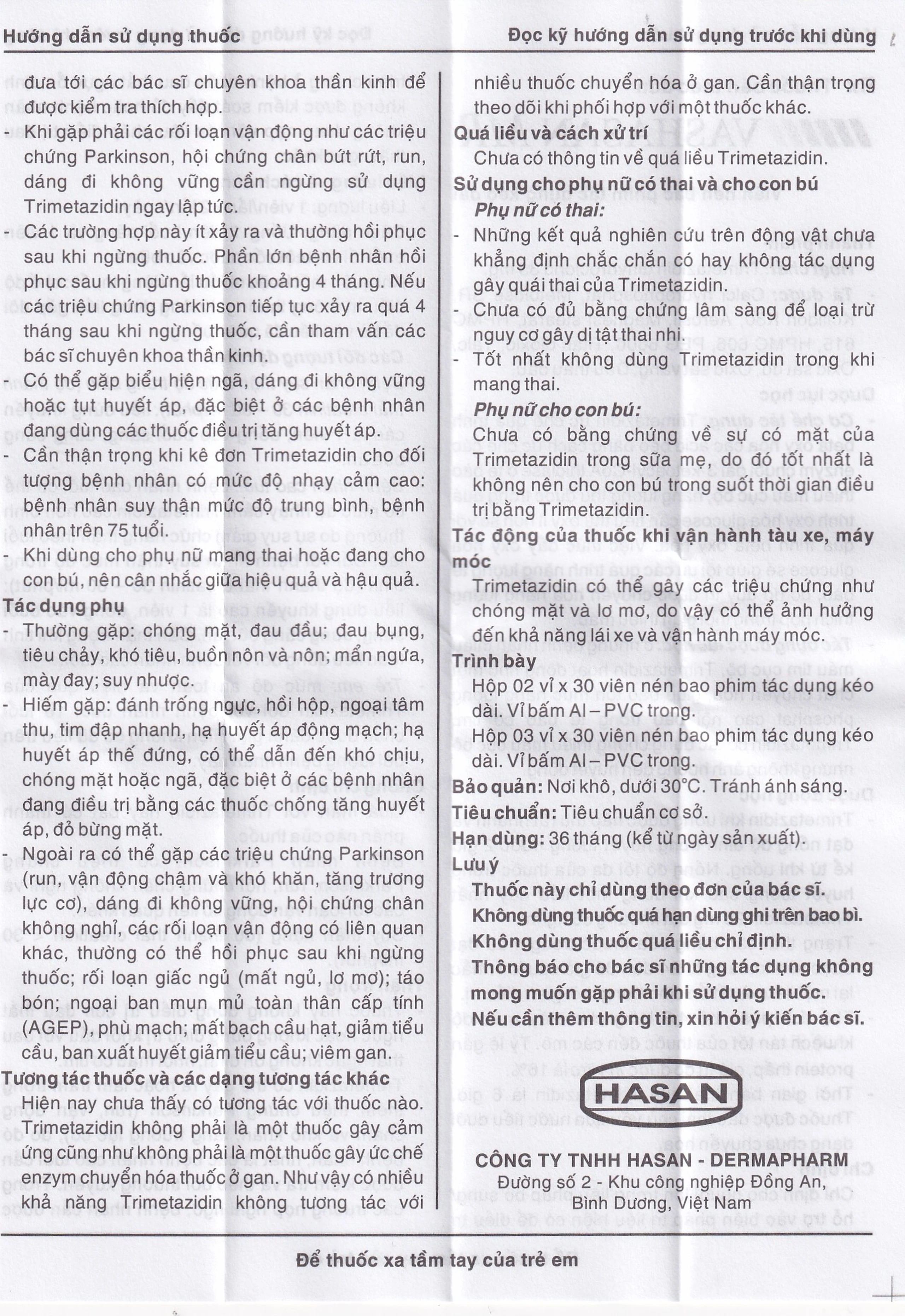 Thuốc Vashasan MR 35 Hasan điều trị đau thắt ngực (3 vỉ x 30 viên)