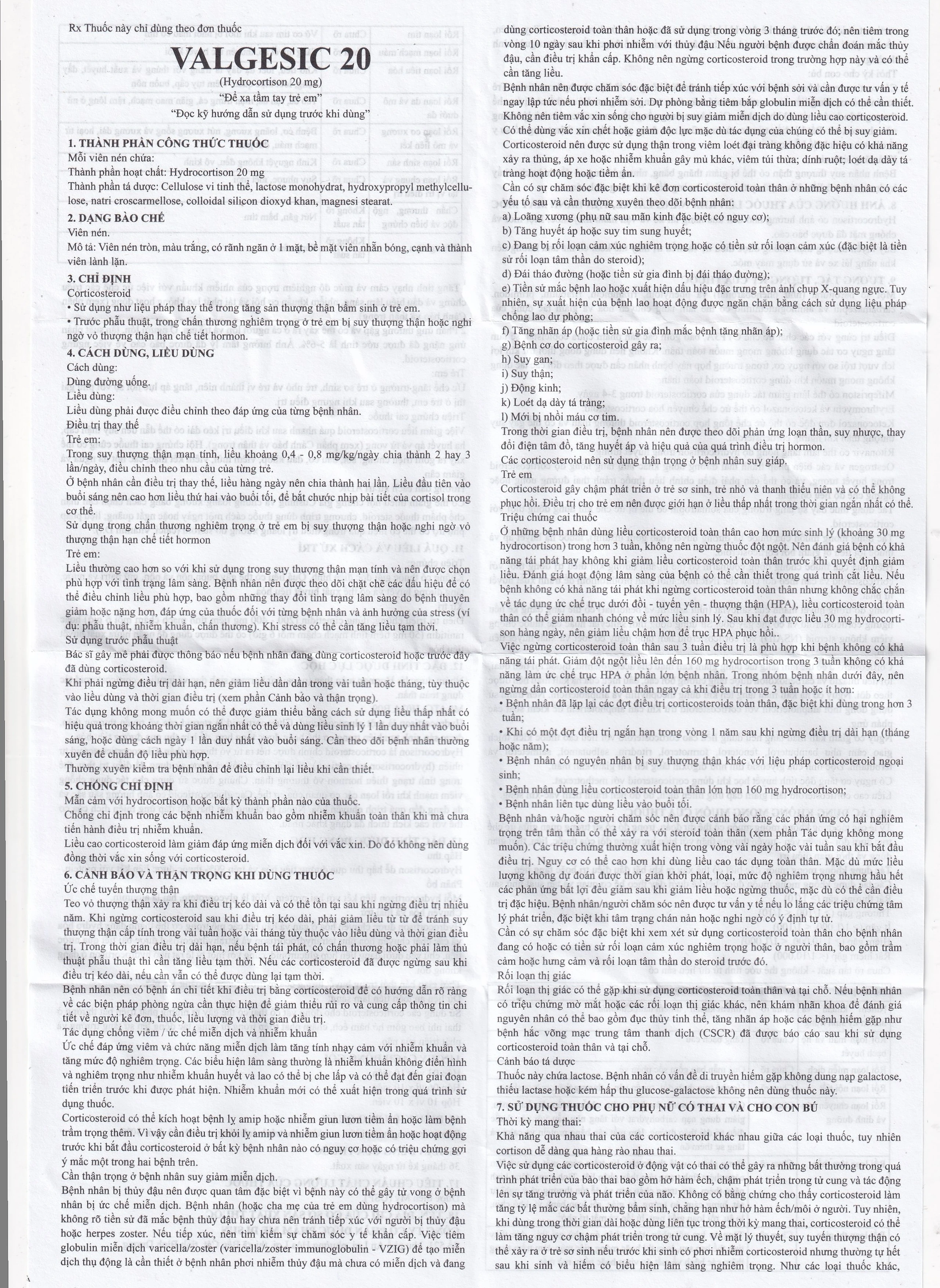 Valgesic 20mg Medisun liệu pháp thay thế tăng sản lượng thận ở trẻ (6 vỉ x 10 viên)