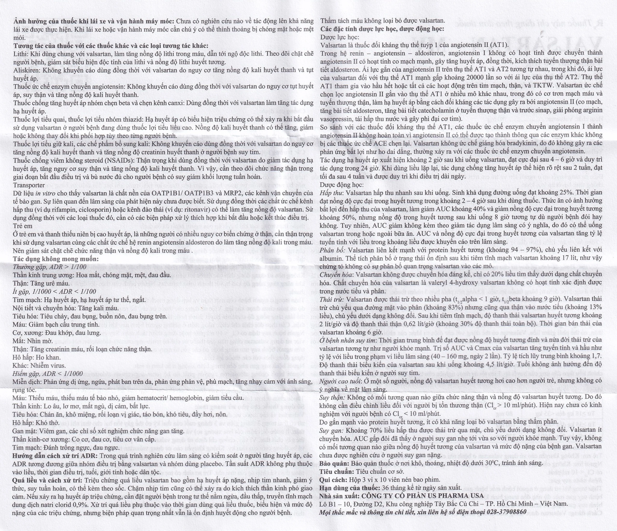 Thuốc Valsartan-MV 80mg USP điều trị bệnh tăng huyết áp và suy tim (3 vỉ x 10 viên)