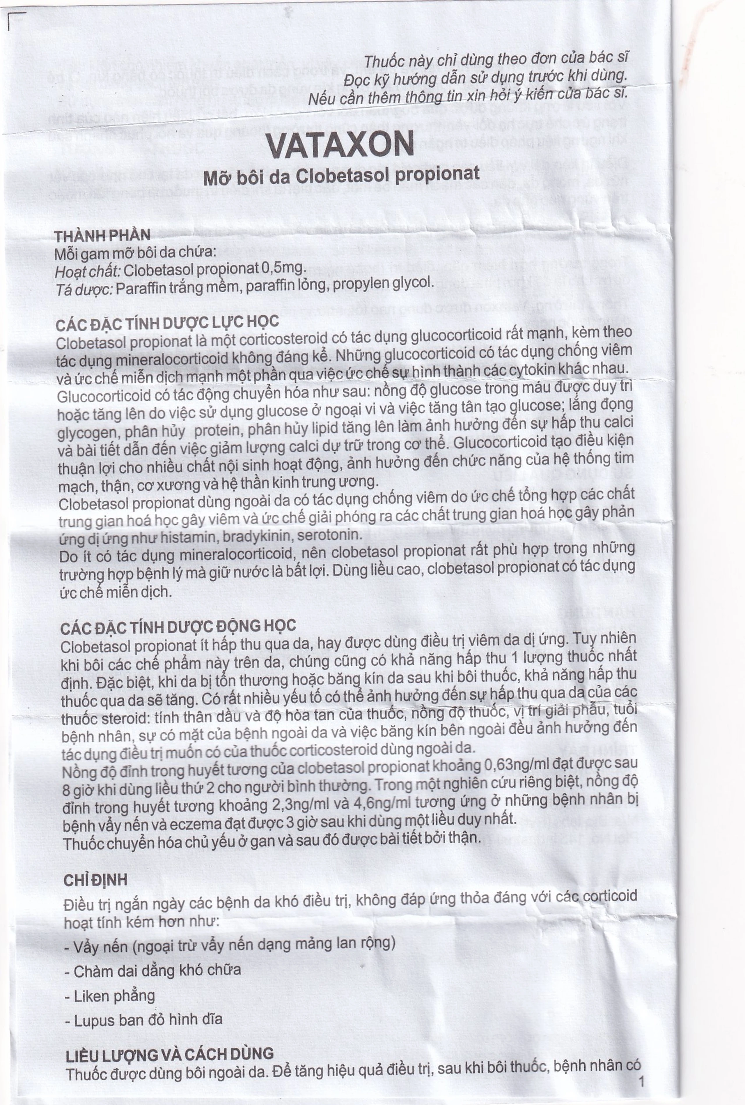 Thuốc mỡ bôi da Vataxon 15g M/s Bio-Labs điều trị ngắn ngày các bệnh da