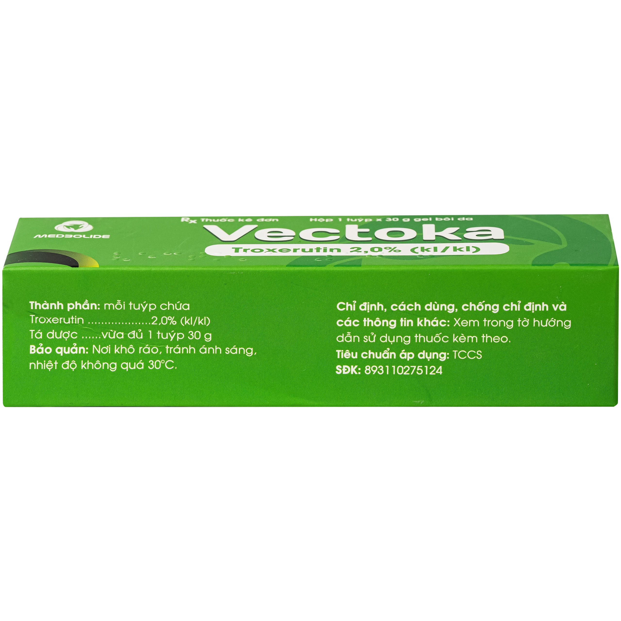 Thuốc bôi ngoài da Vectoka 2.0% Medbolide làm giảm phù nề và triệu chứng liên quan đến suy giãn tính mạch (Hộp 30G) 3
