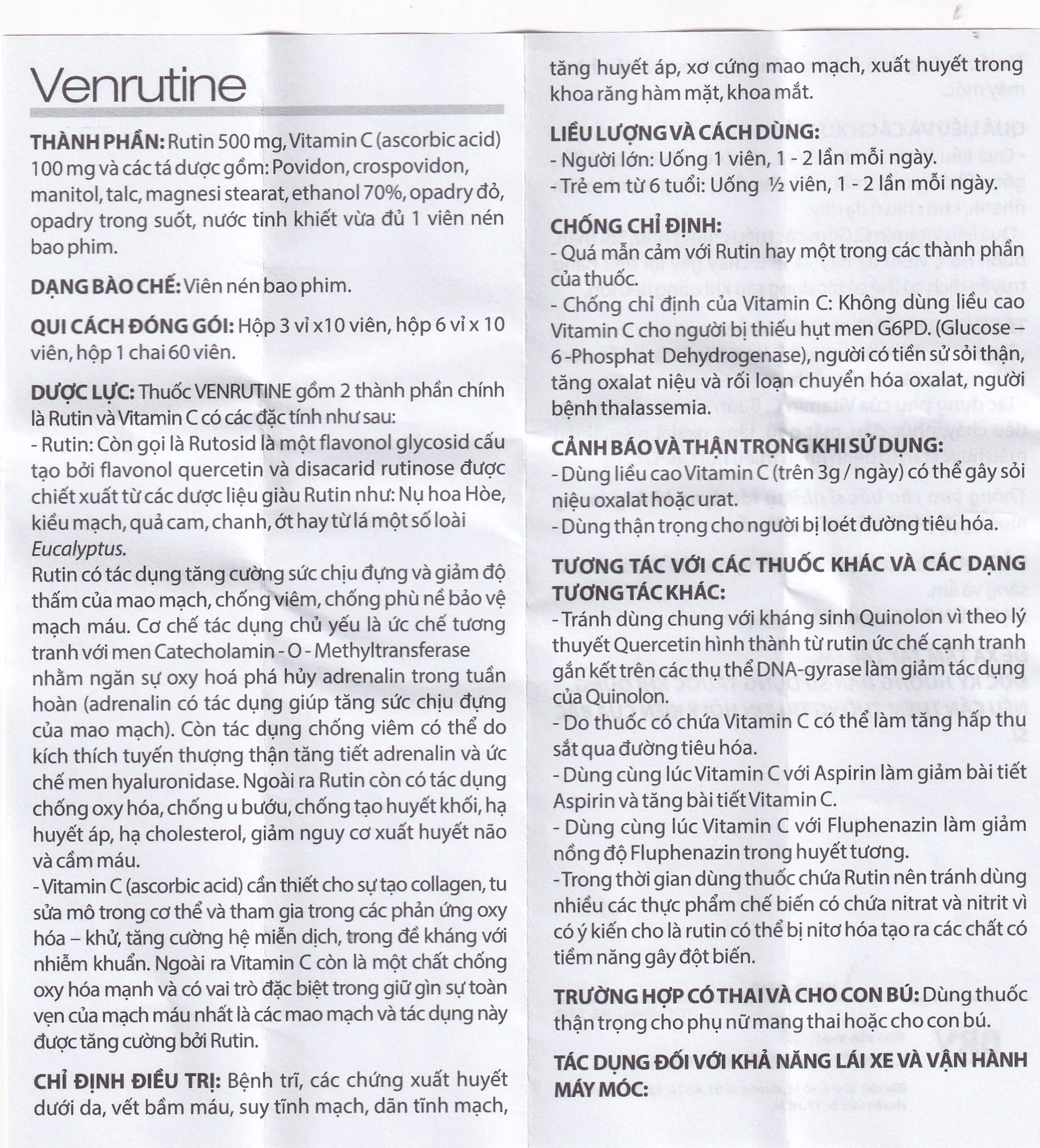 Thuốc Venrutine 500mg/100mg BRV điều trị bệnh trĩ, các chứng xuất huyết dưới da (3 vỉ x 10 viên)