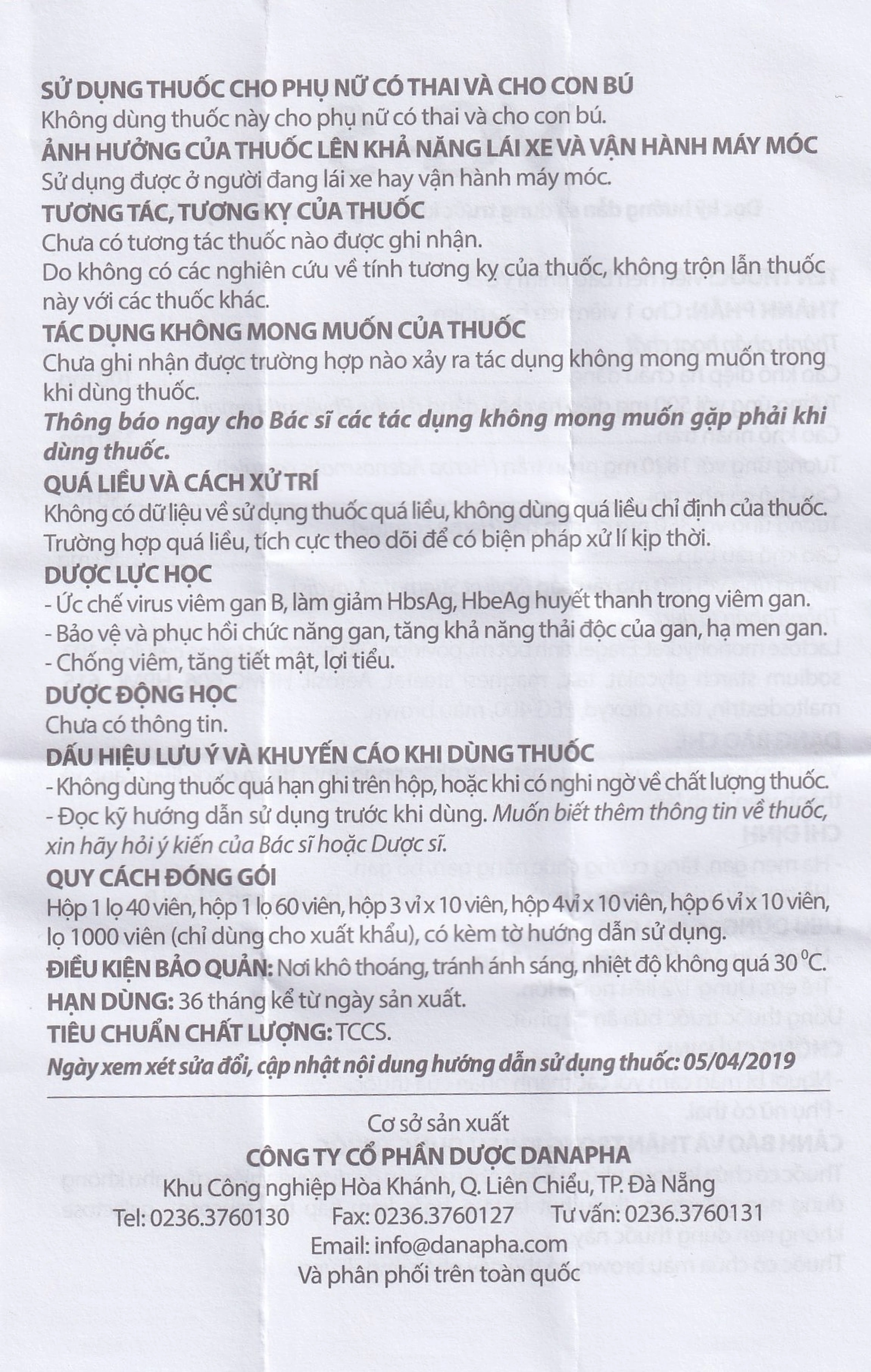 Thuốc VG-5 Danapha điều trị hạ men gan, viêm gan (40 viên) 