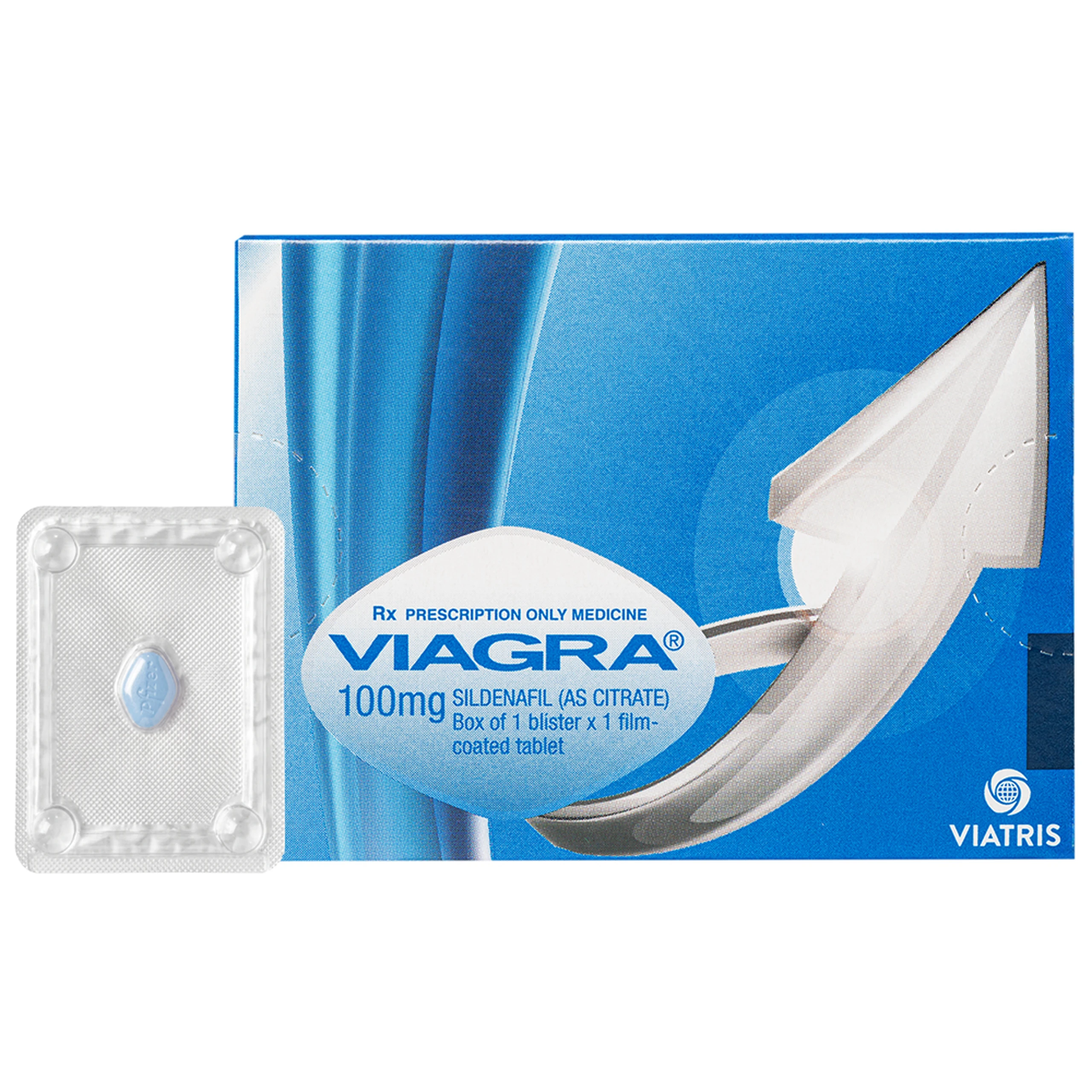 Thuốc Viagra 100mg Viatris điều trị rối loạn cương dương (1 vỉ x 1 viên)