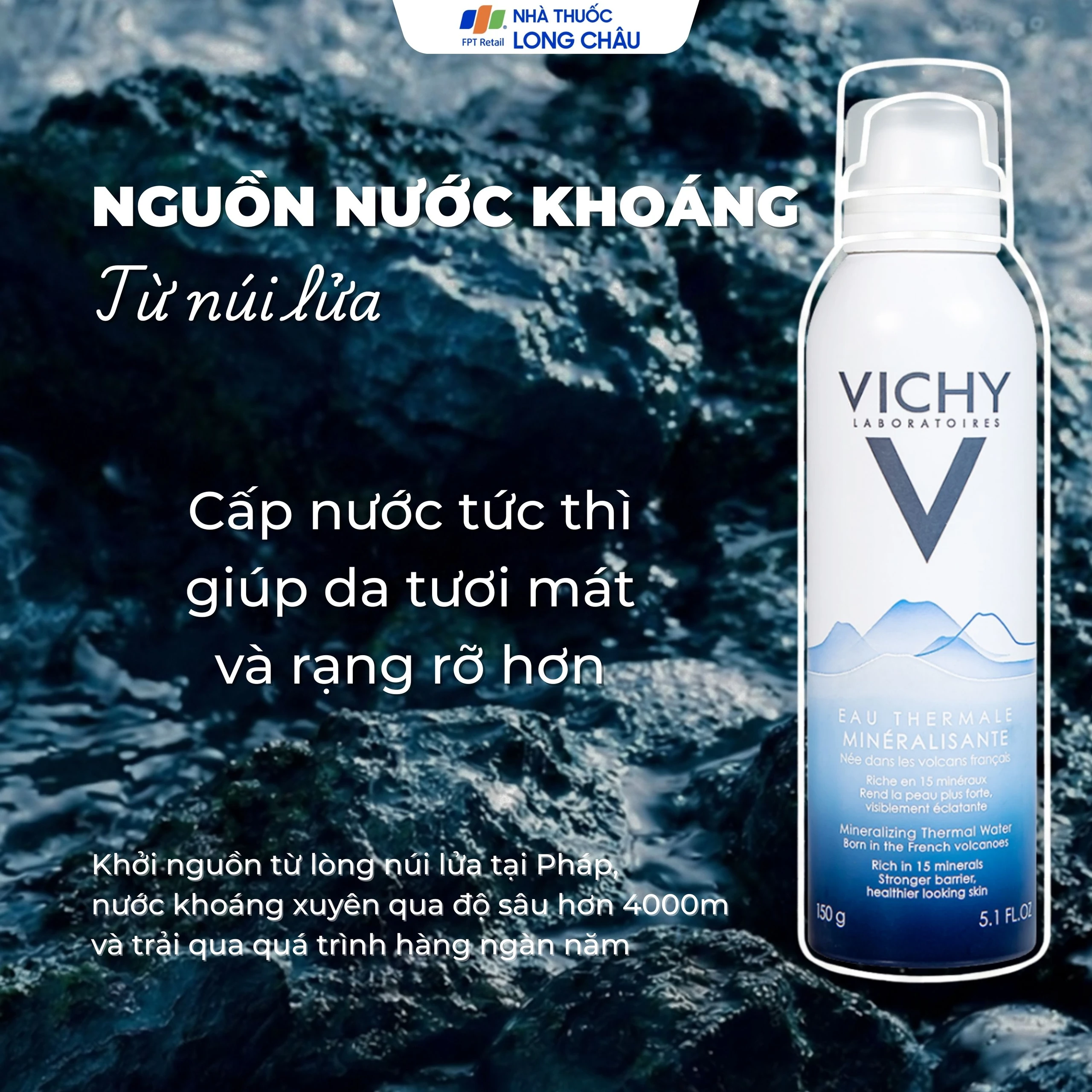 Xịt khoáng Vichy Eau Thermale Mineralizing Thermal Water cung cấp độ ẩm, làm dịu da (150ml)