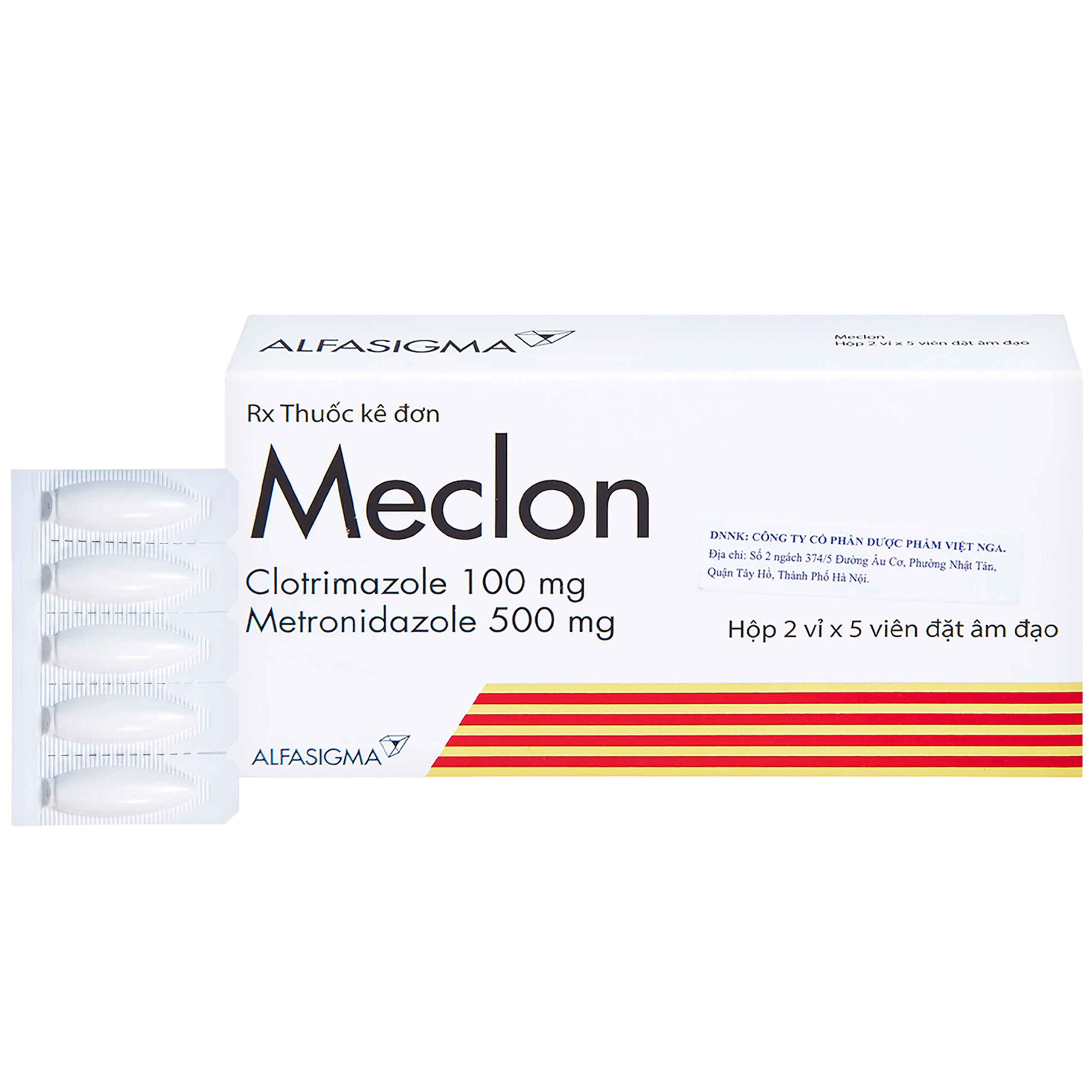 Viên đặt âm đạo Meclon Doppel Pharma điều trị viêm cổ tử cung, âm đạo (2 vỉ x 5 viên) 1
